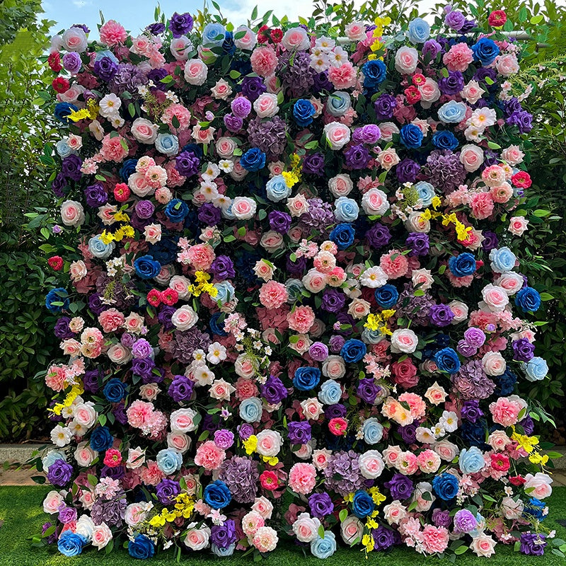 Forest Style Colorful Artificial Rose Flower Wall Backdrop for Event Decor ABFW-019