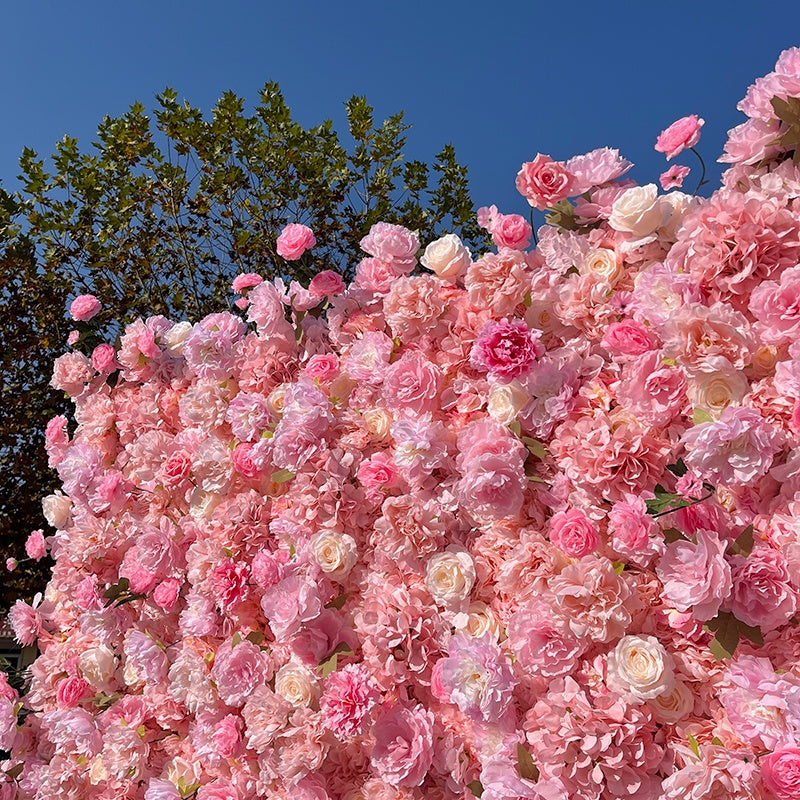 Soft Pink Floral Wall Backdrop for Engagement Baby Shower Events ABFW-020