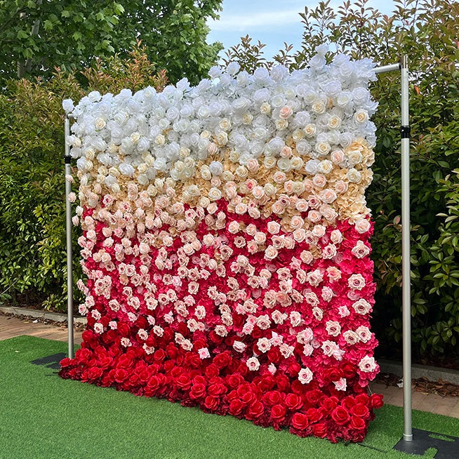 Ombre Rose Flower Wall Backdrop for Wedding Reception Party Decor ABFW-023