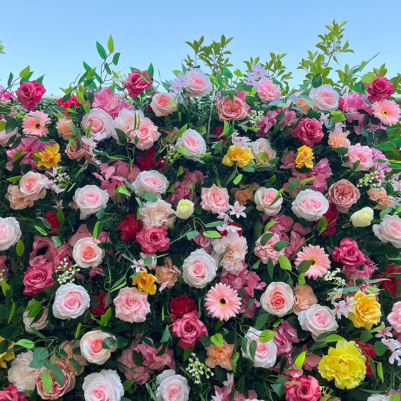 Mixed Floral Flower Wall Backdrop for Wedding Garden Party Decor ABFW-027