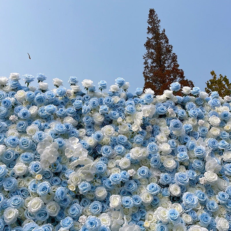 Blue Rose Flower Wall Backdrop for Bridal Shower & Event Decor ABFW-038