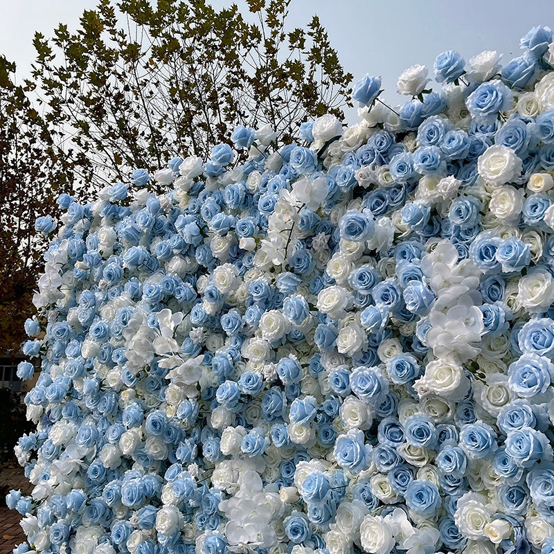 Blue Rose Flower Wall Backdrop for Bridal Shower & Event Decor ABFW-038