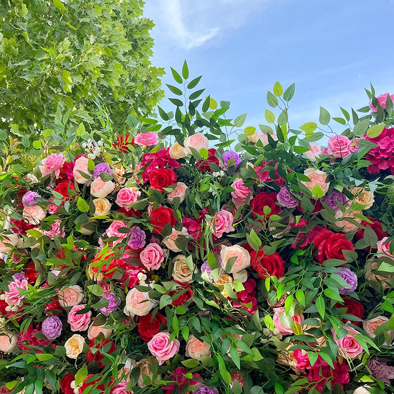 8FT Garden Style Silk Flower Wall Backdrop with Greenery for Wedding Decor ABFW-096