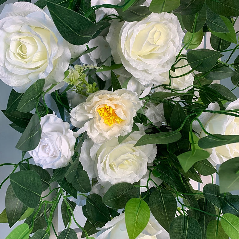 White with Greenery Floor Flower Arrangement Wedding Proposal Decor ABGF-036