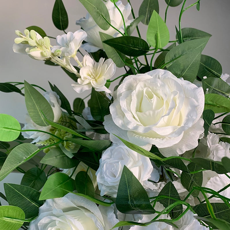 White with Greenery Floor Flower Arrangement Wedding Proposal Decor ABGF-036