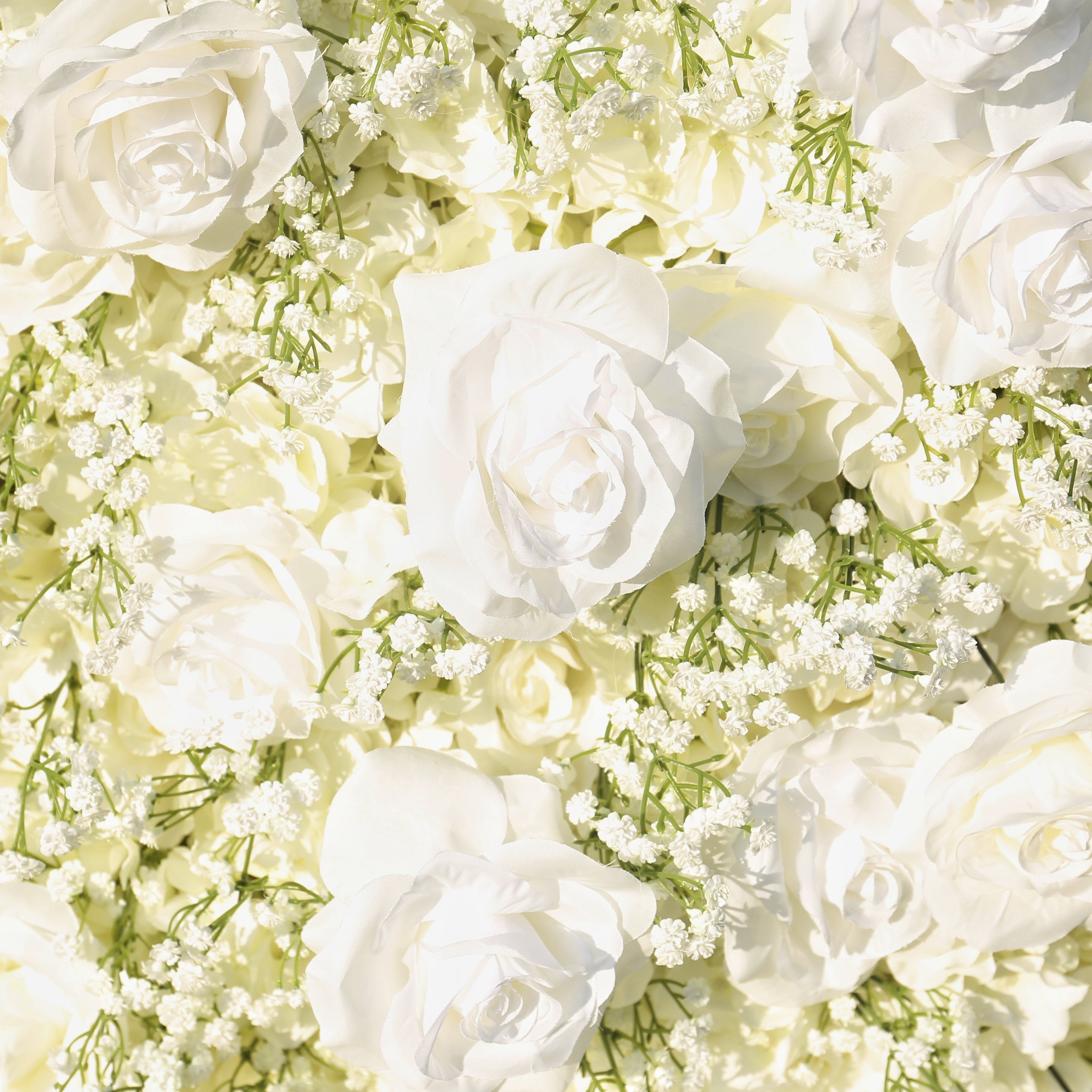 White Rose with Baby's Breath Wedding Arch Flower Wall Party Decor ACAW-011