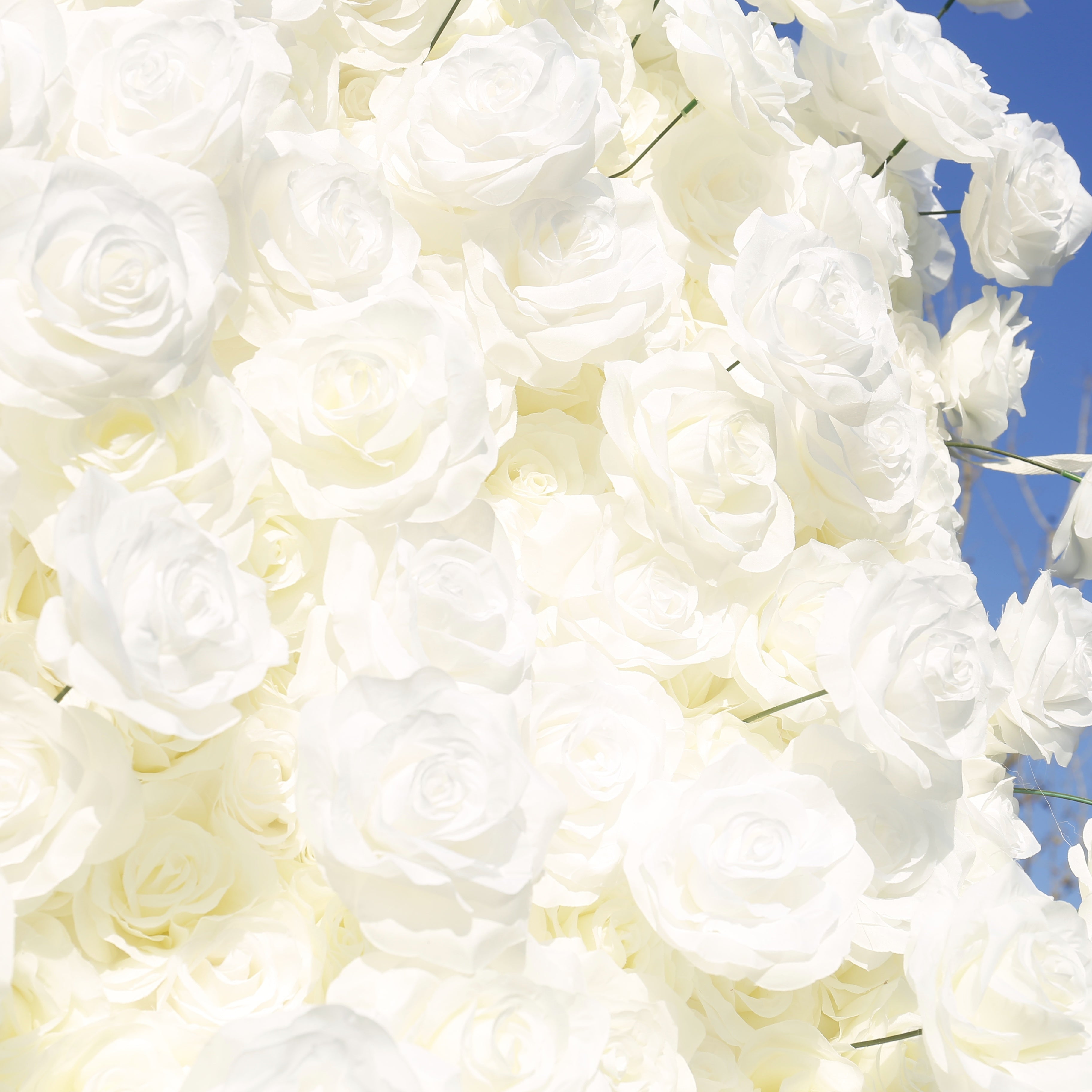 White Fabric Roses Artificial Arch Flower Wall Wedding Decor ACAW-010