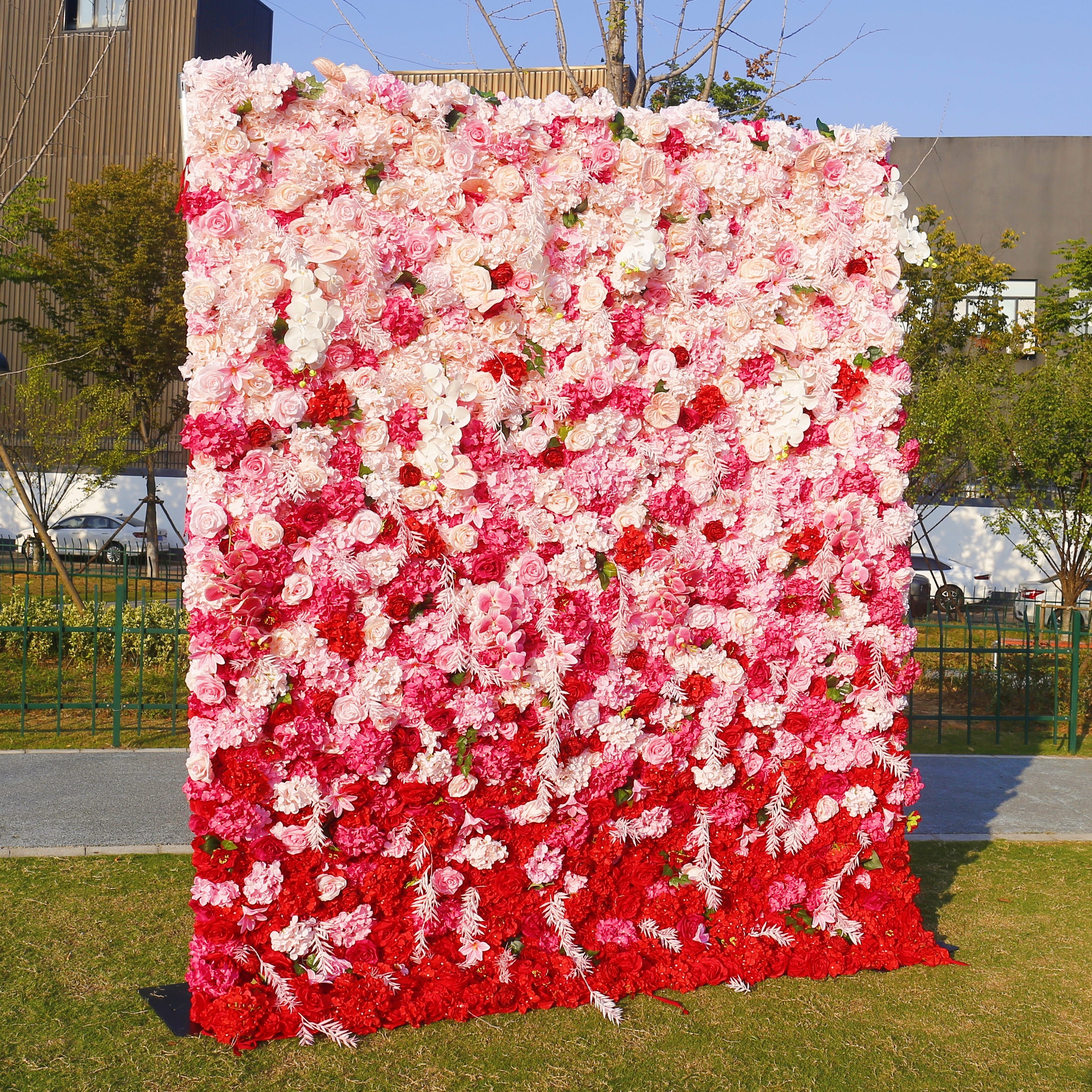 Pink Red Mixed Flower Wall Backdrop for Birthday Party Decor ACFW-154