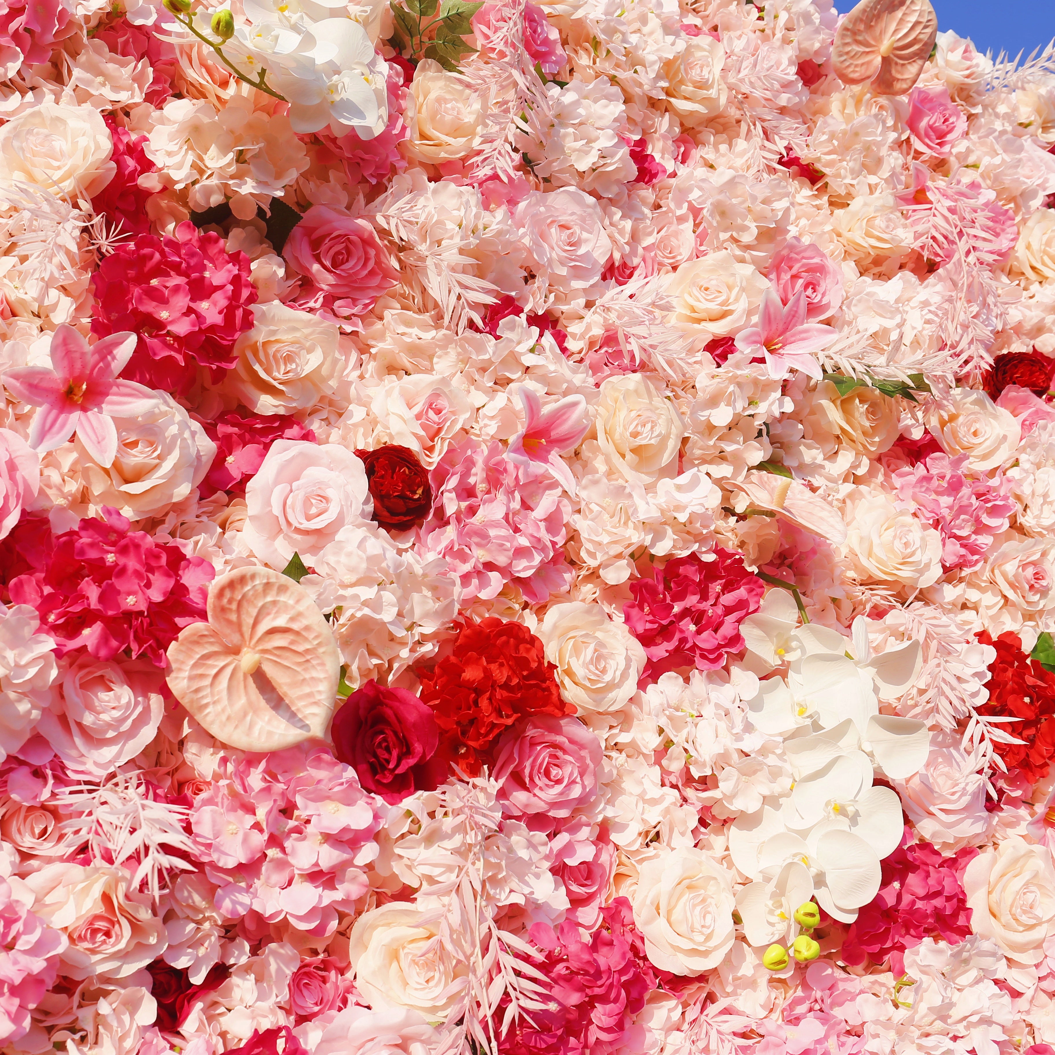 Pink Red Mixed Flower Wall Backdrop for Birthday Party Decor ACFW-154