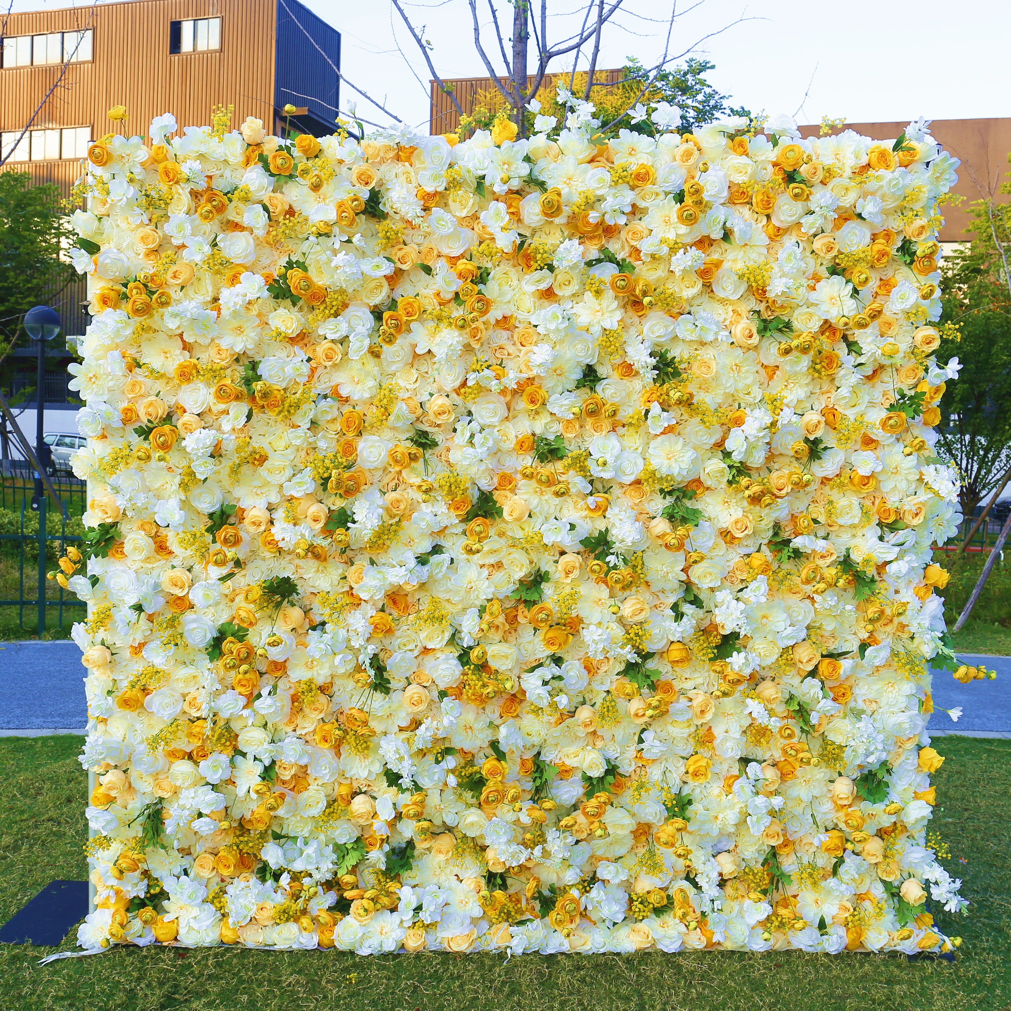 5D Lemon Yellow Wedding Flower Wall  For Ceremony Backdrop Decor ACFW-003