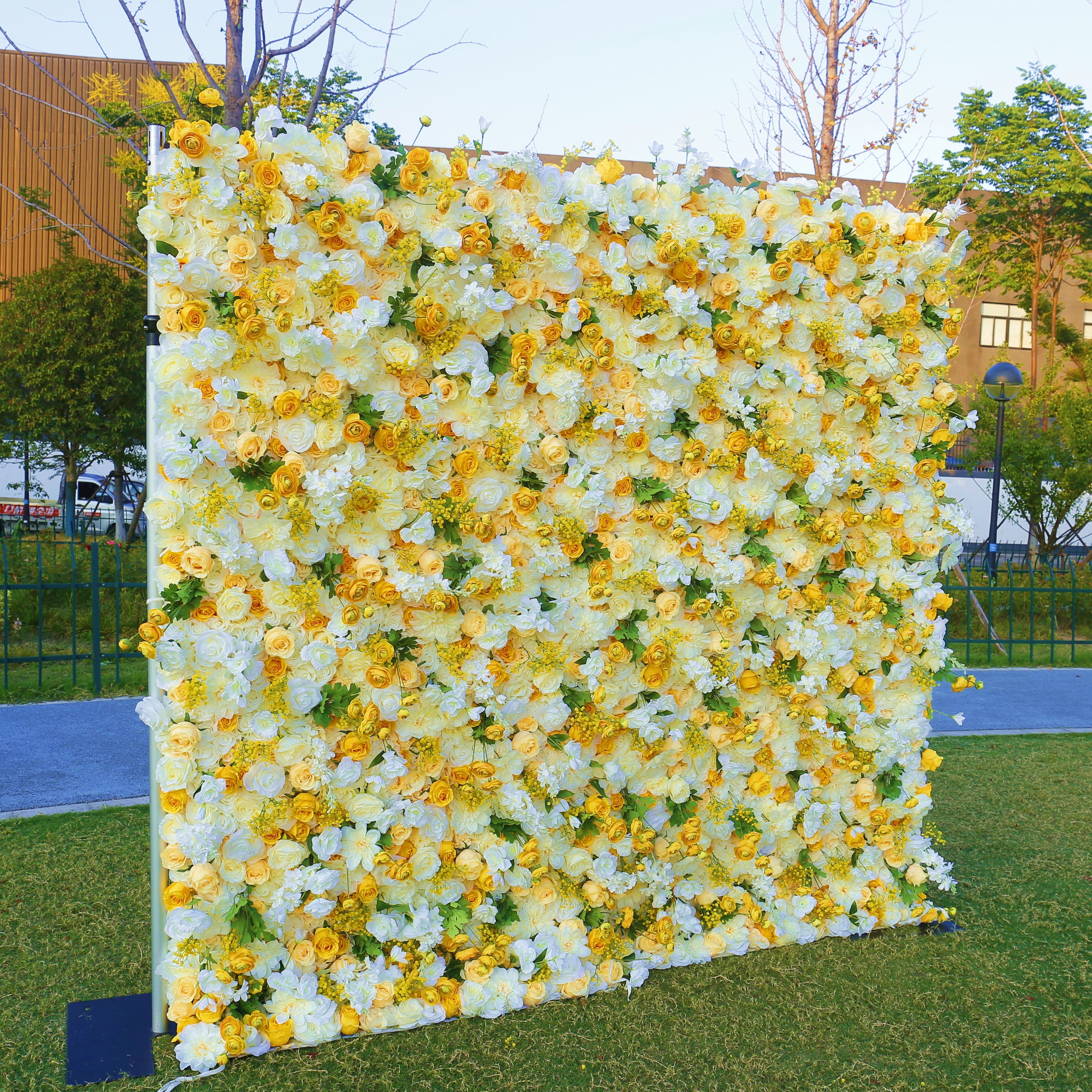 5D Lemon Yellow Wedding Flower Wall  For Ceremony Backdrop Decor ACFW-003