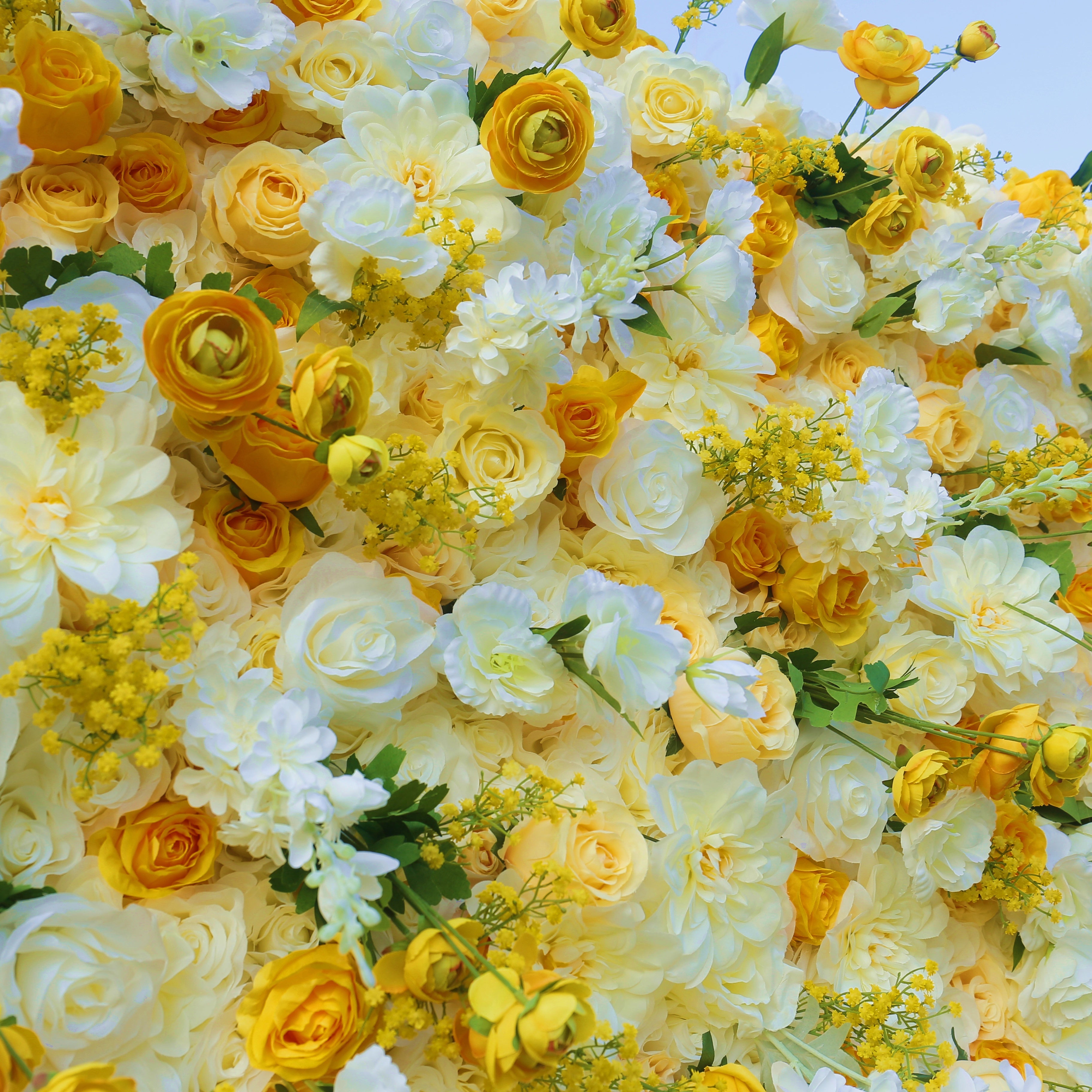 5D Lemon Yellow Wedding Flower Wall  For Ceremony Backdrop Decor ACFW-003