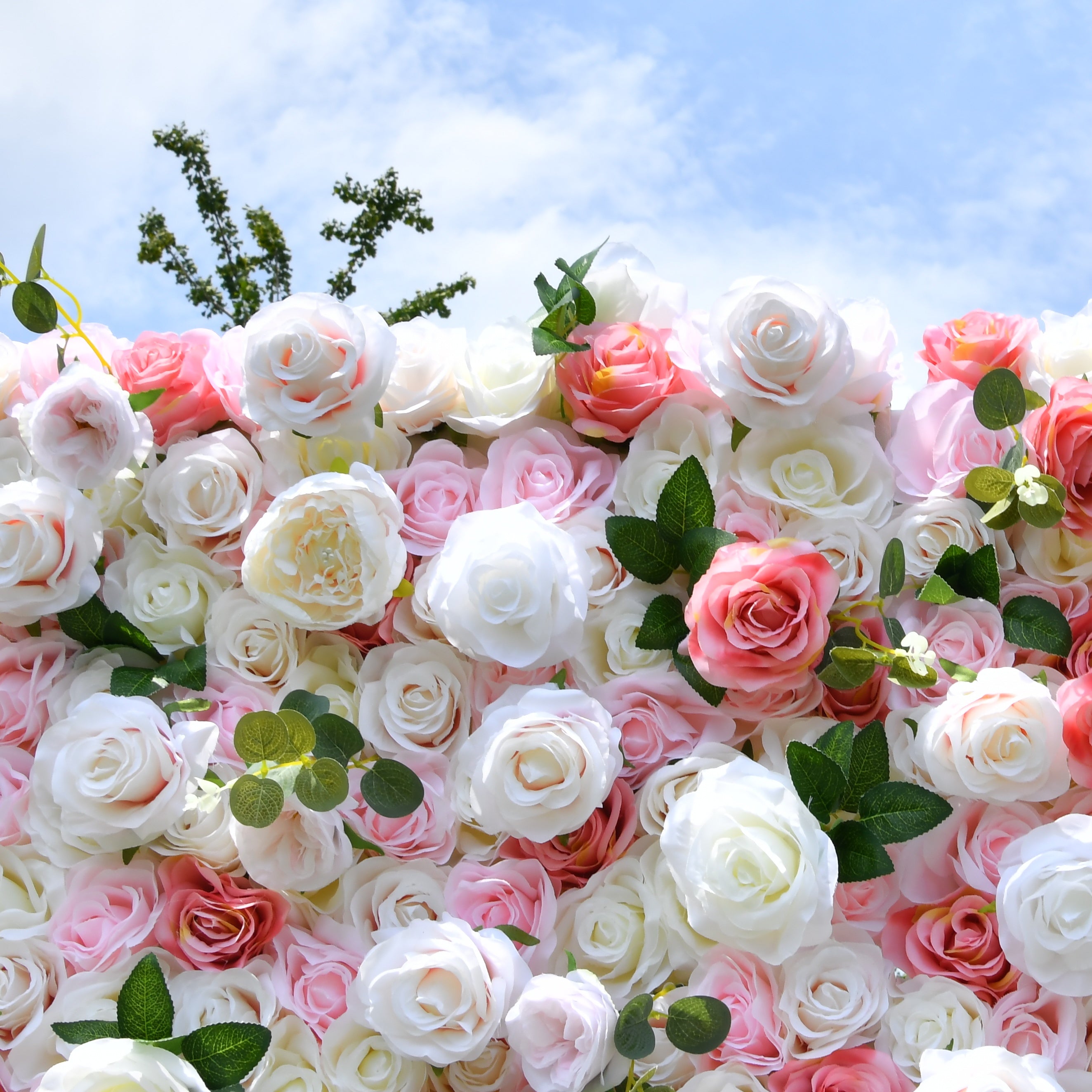 5D Pink White Artificial Rose Roll Up Flower Wall Events  ACFW-005
