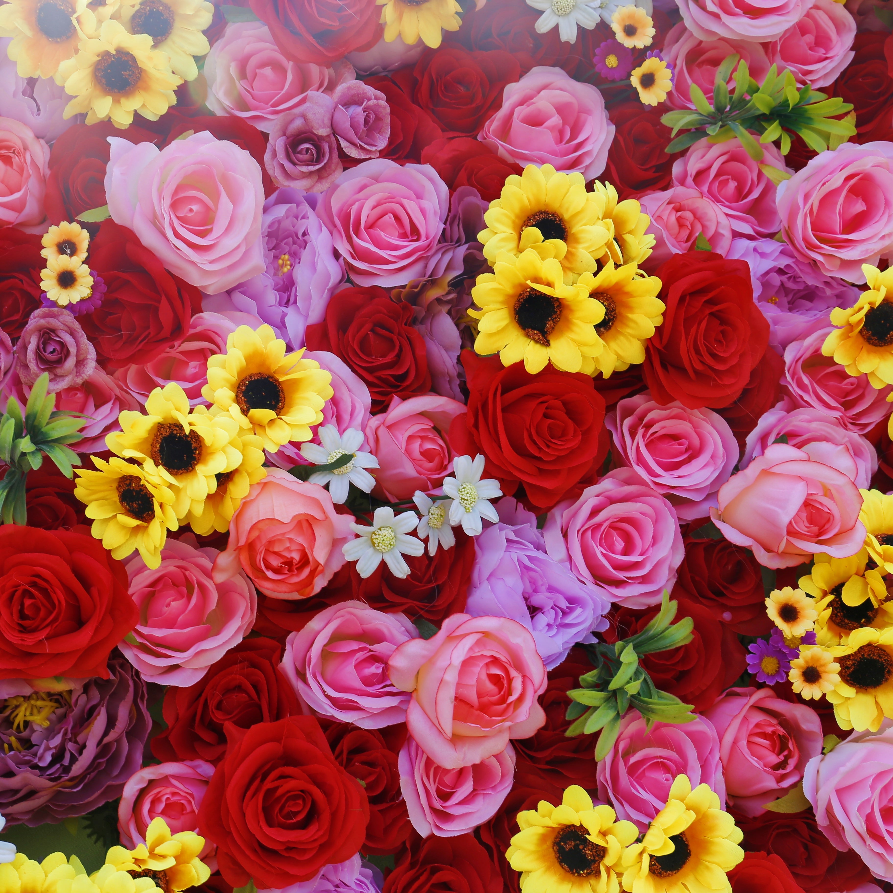 Red Pink Sunflower Flower Wall Panel Backdrop For Wedding Decor ACFW-009