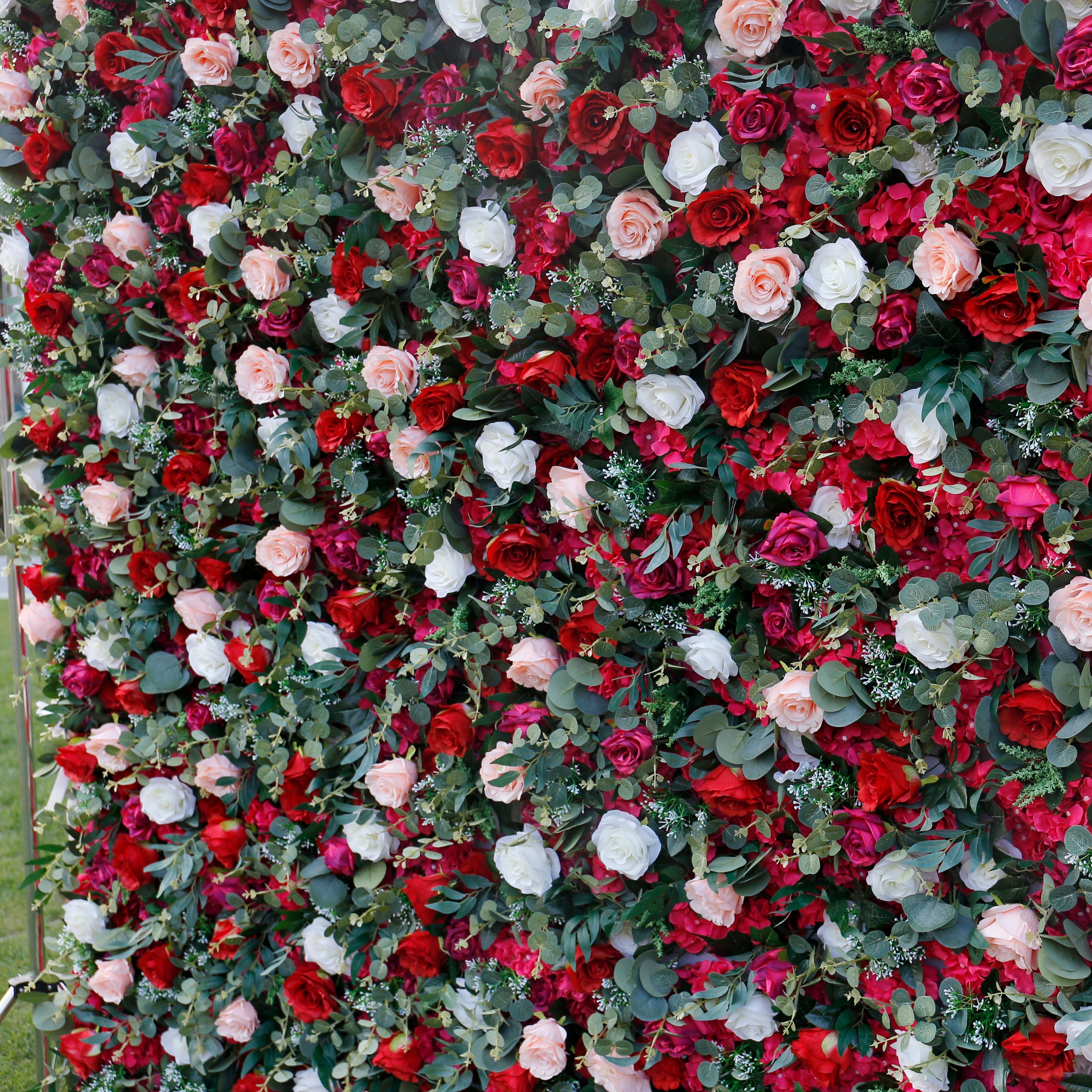 Red Rose Artificial Flower Wall Backdrop for Wedding Event Party Decor ACFW-014
