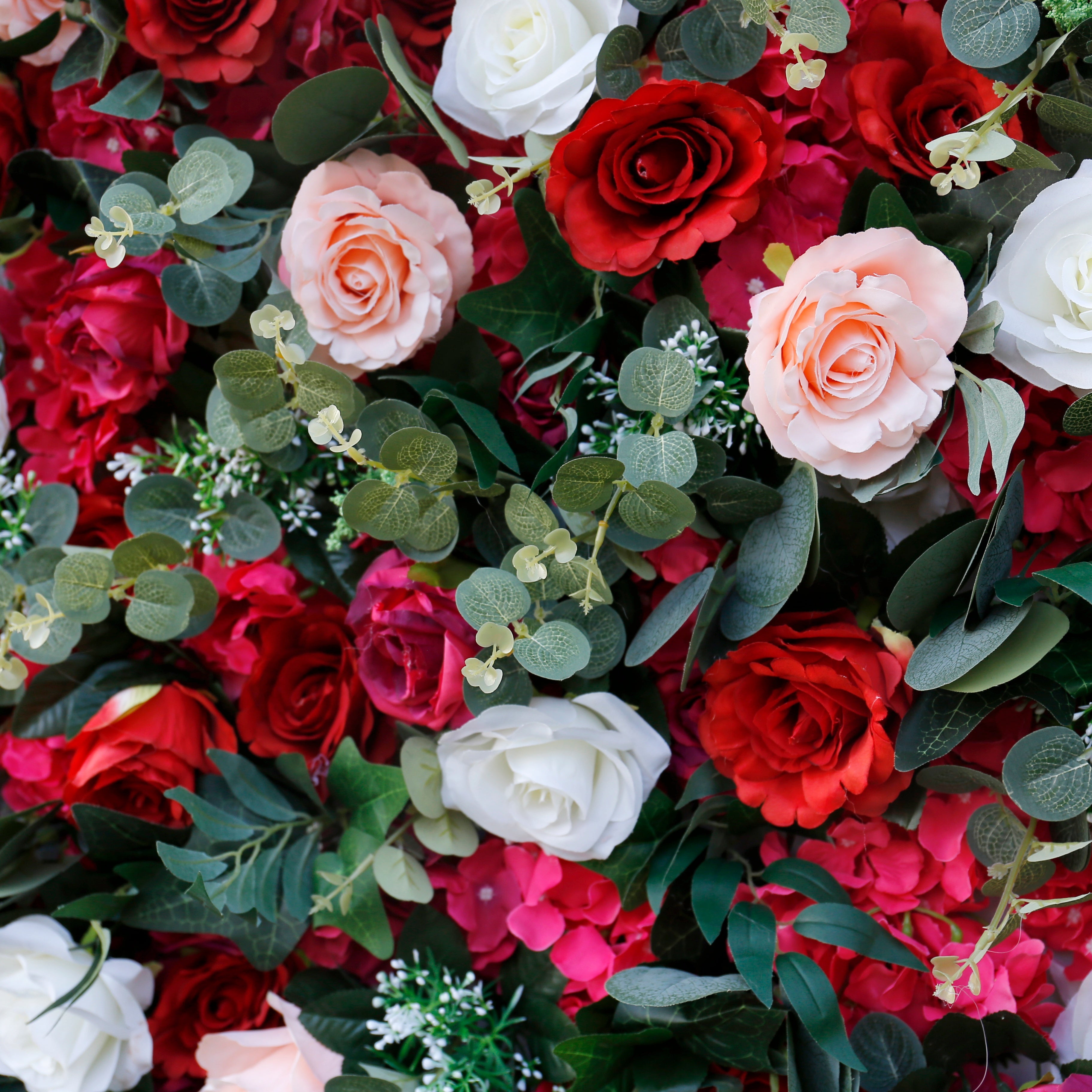 Red Rose Artificial Flower Wall Backdrop for Wedding Event Party Decor ACFW-014