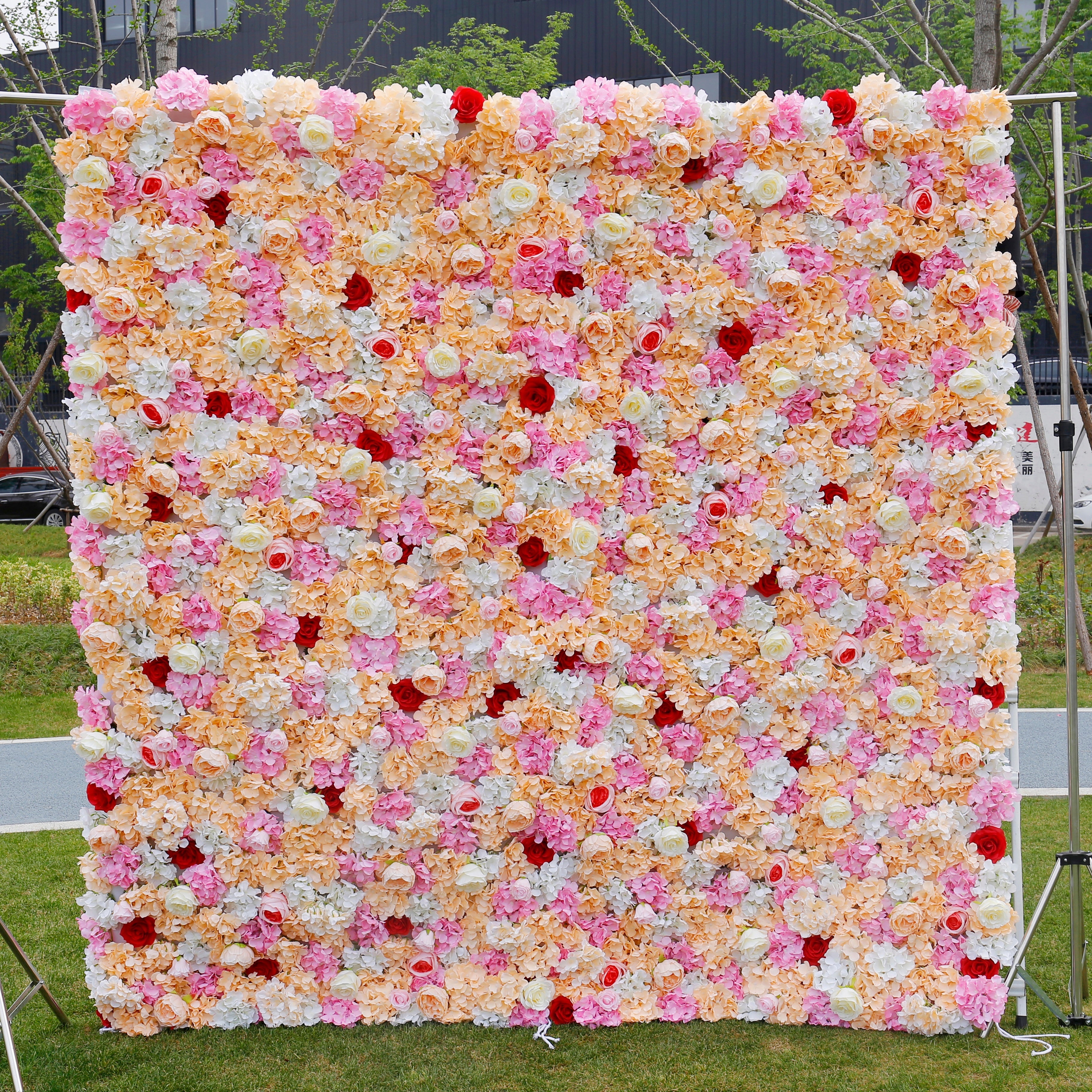 Peach Pink Floral Wall Backdrop for Wedding Birthday Party Decor ACFW-018