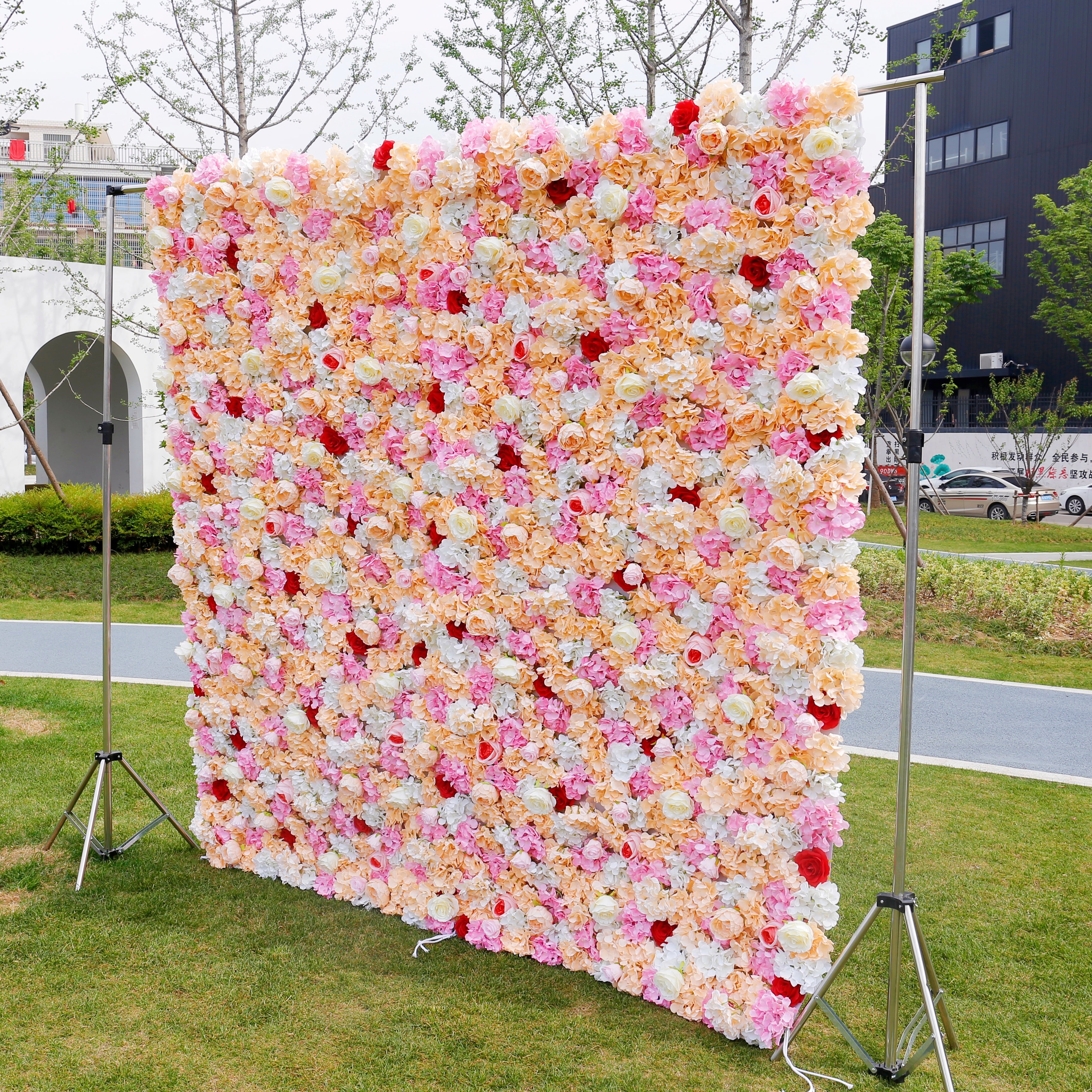 Peach Pink Floral Wall Backdrop for Wedding Birthday Party Decor ACFW-018