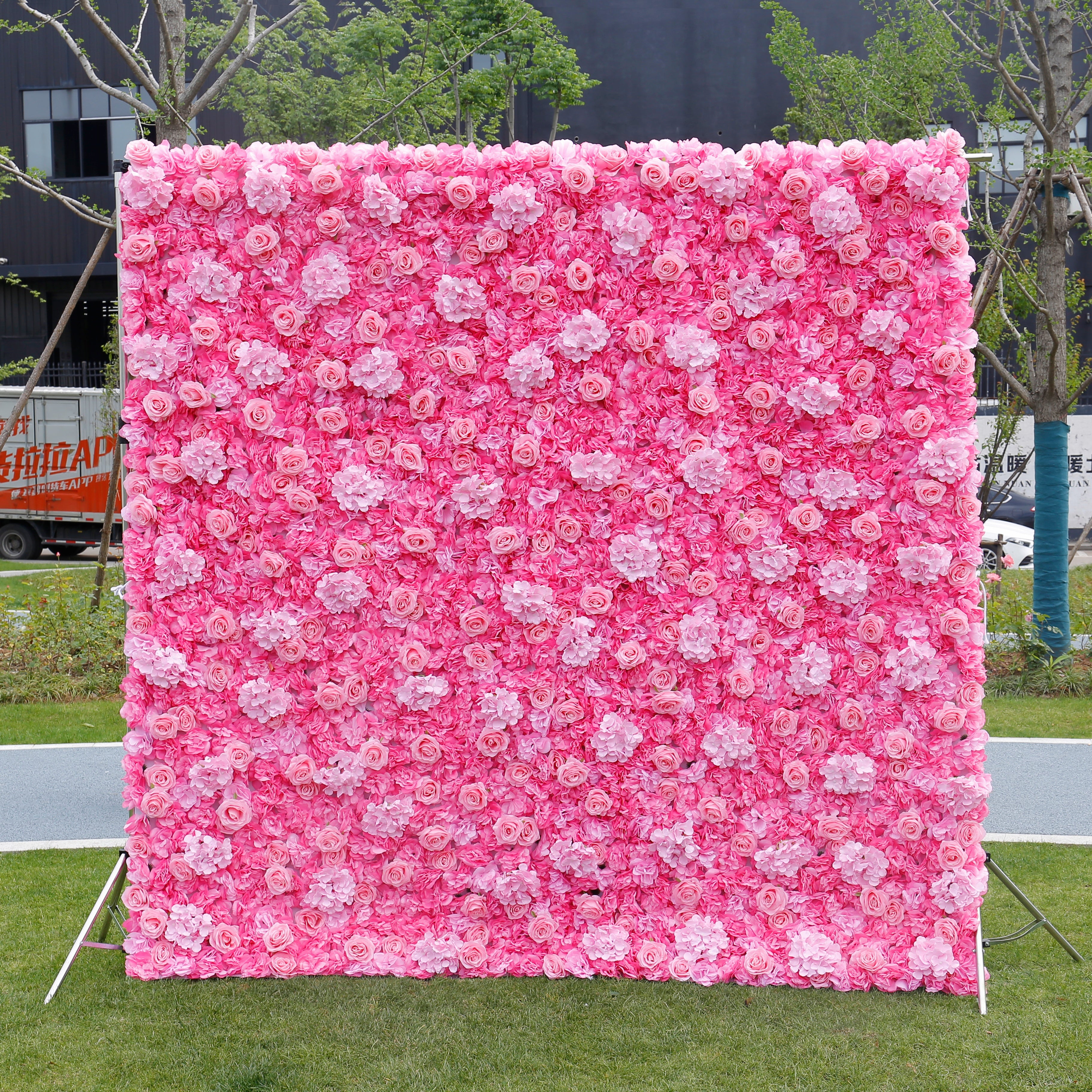 Hot Pink Artificial Flower Wall Backdrop for Wedding & Birthday Decor ACFW-022