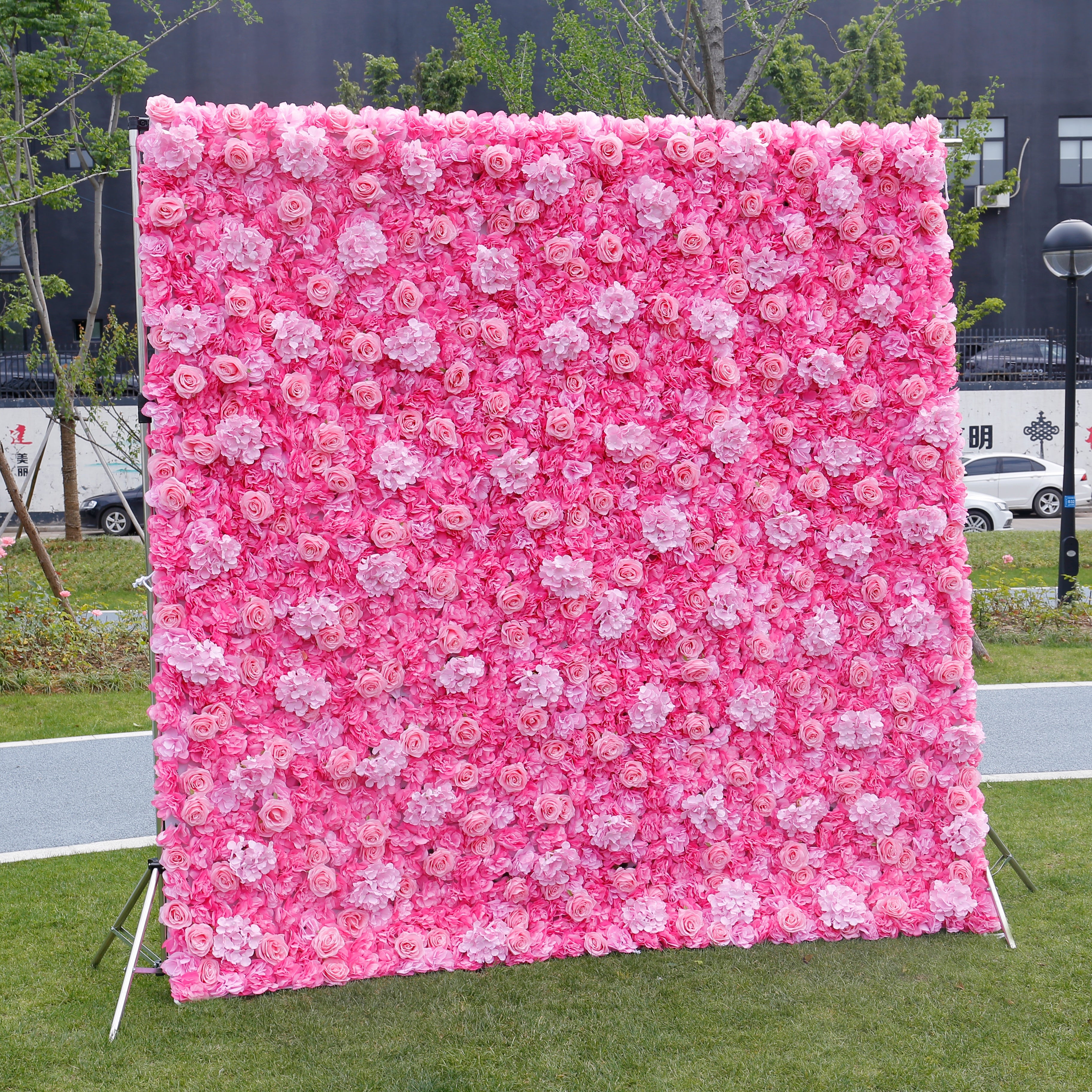 Hot Pink Artificial Flower Wall Backdrop for Wedding & Birthday Decor ACFW-022