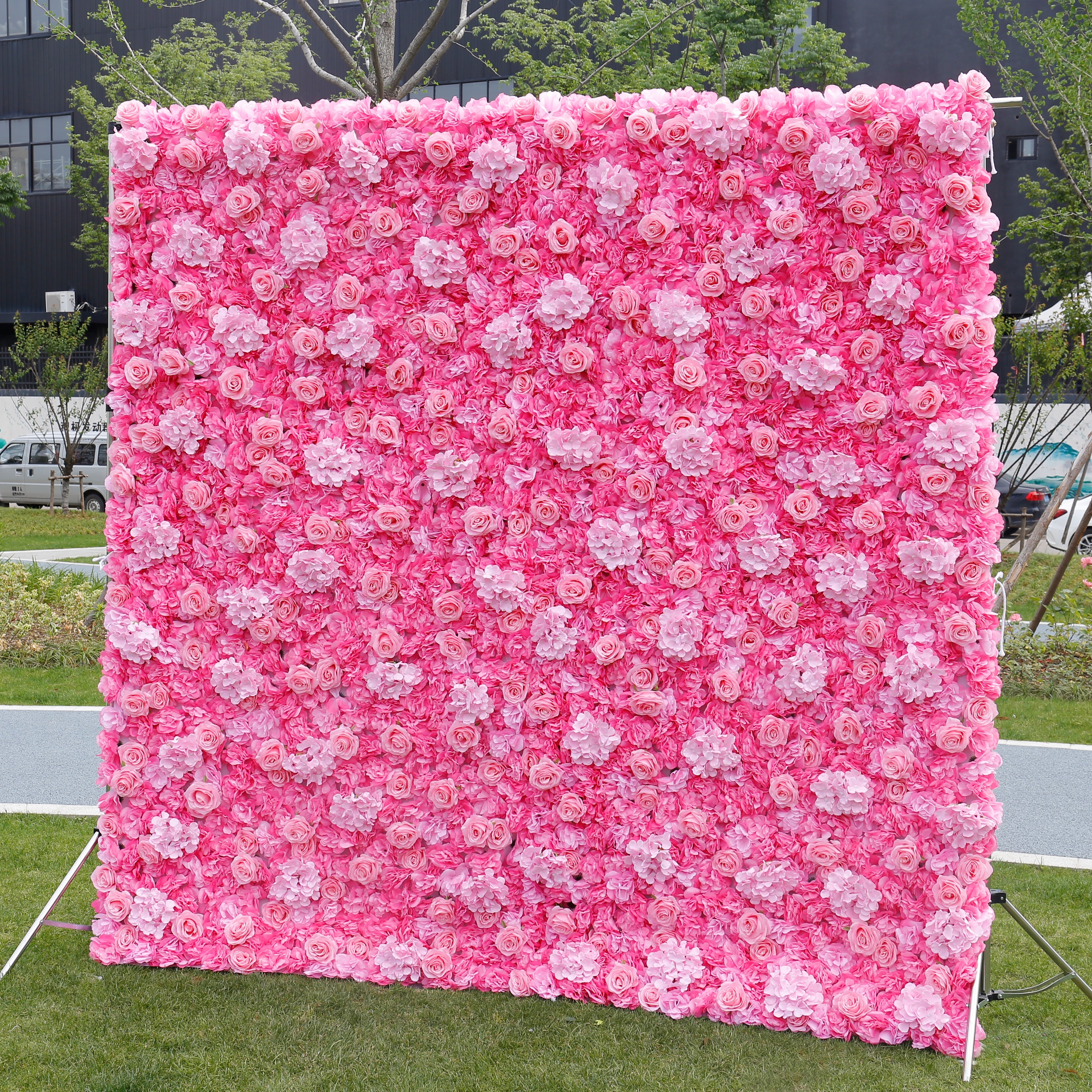 Hot Pink Artificial Flower Wall Backdrop for Wedding & Birthday Decor ACFW-022