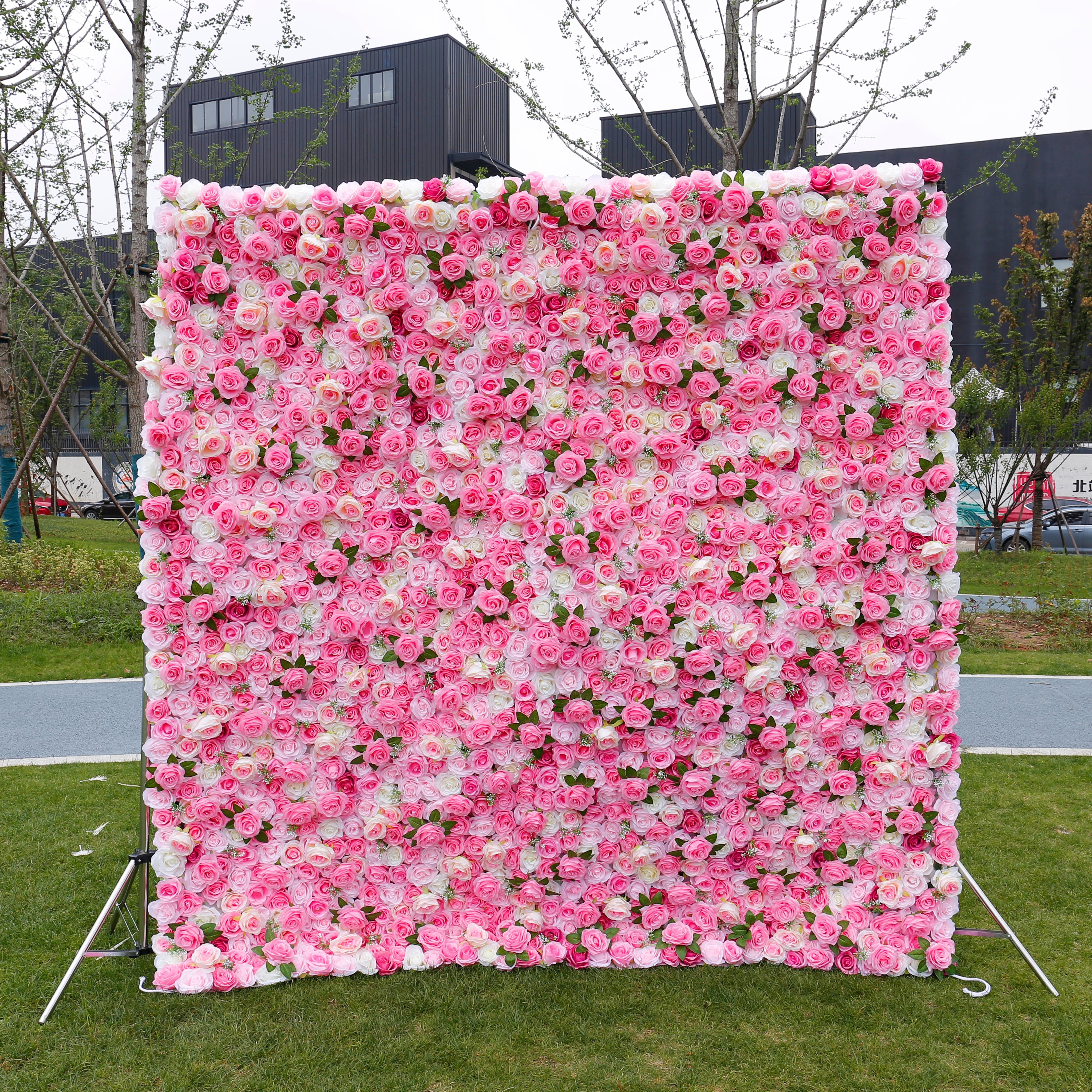 Soft Pink Garden Flower Wall Backdrop for Engagement & Party Decor ACFW-025
