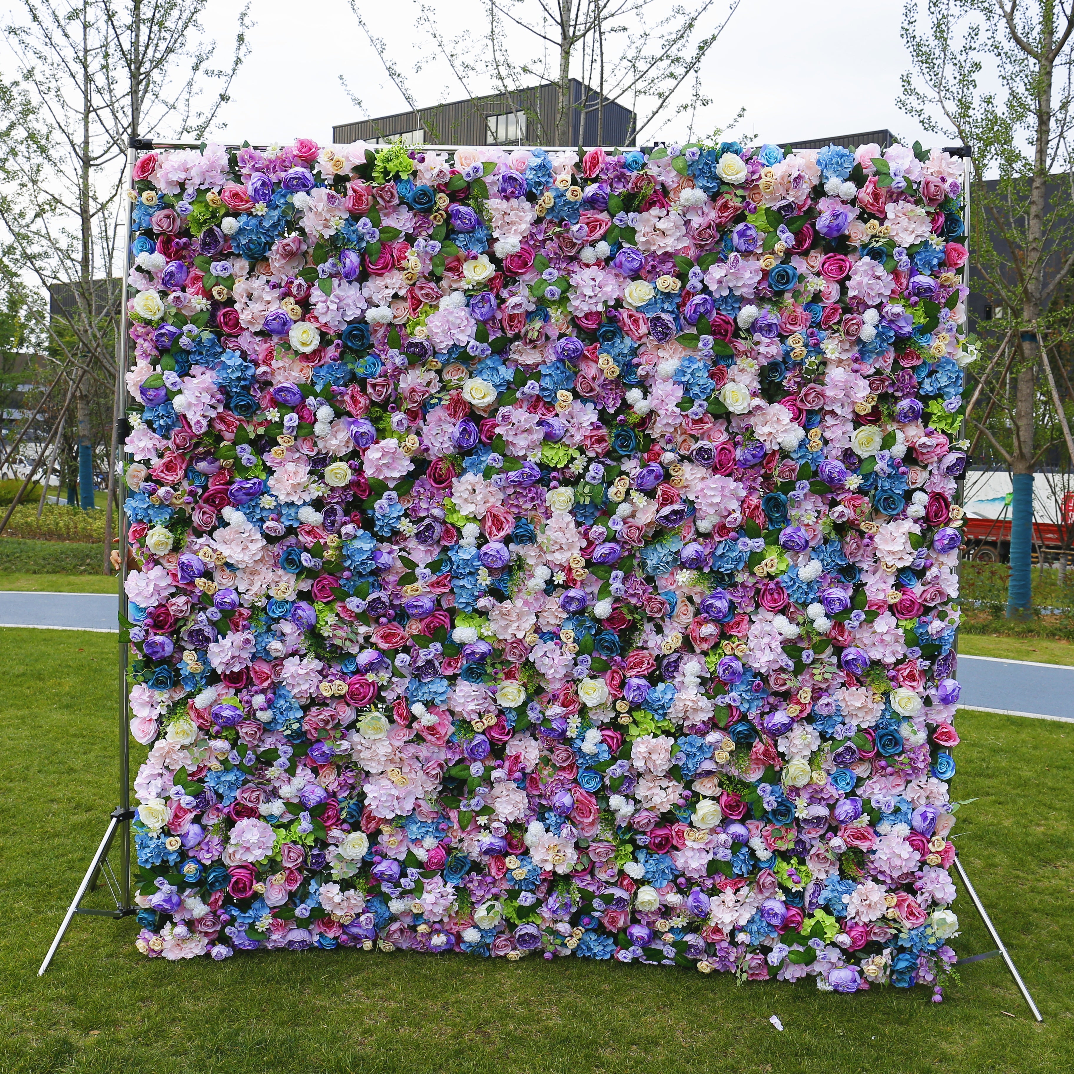 Multicolor Blue Pink Purple Floral Wall Panel for Party Decoration ACFW-033
