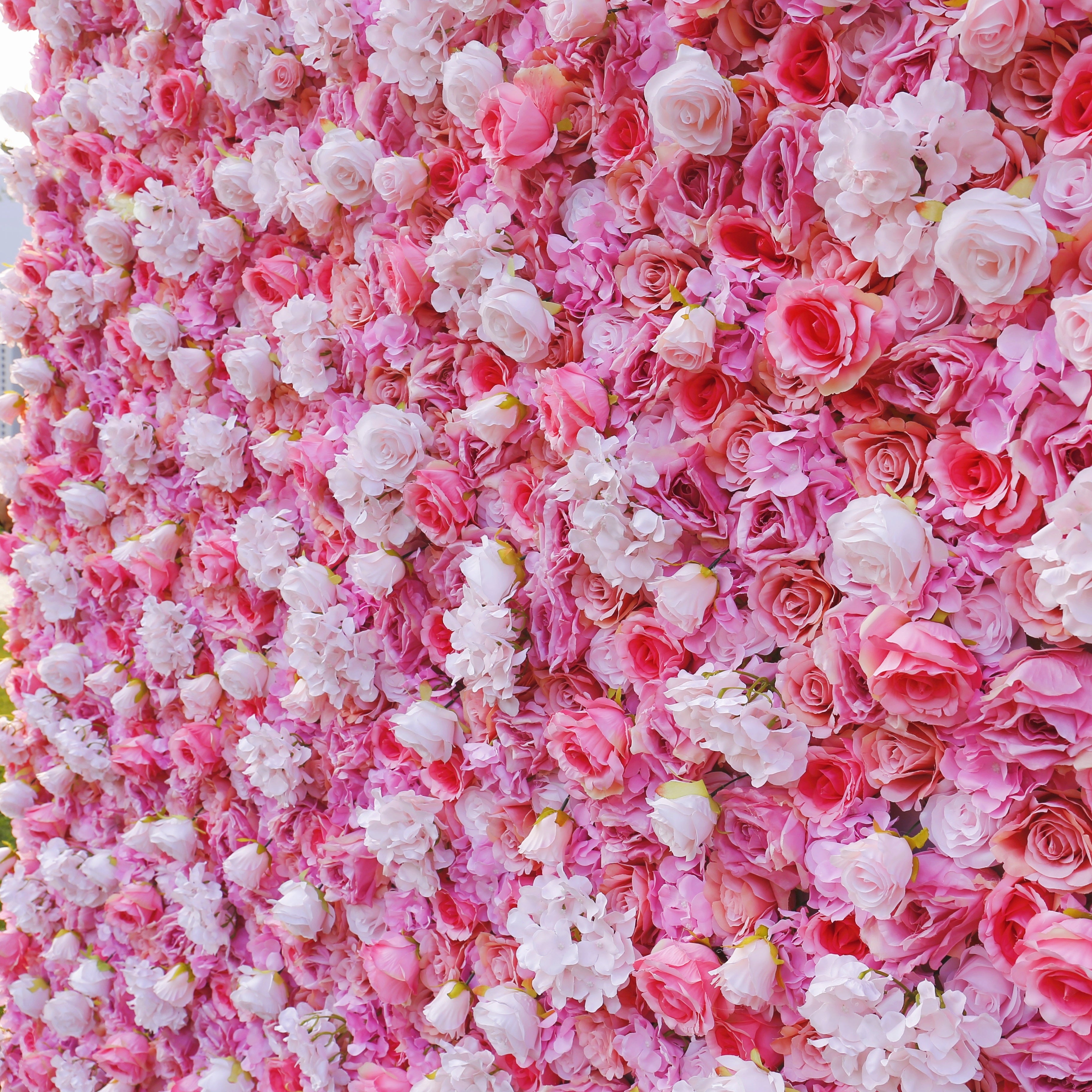 Handmade Silk Pink Hydrangea & Rose Wedding Artificial Flower Wall ACFW-035