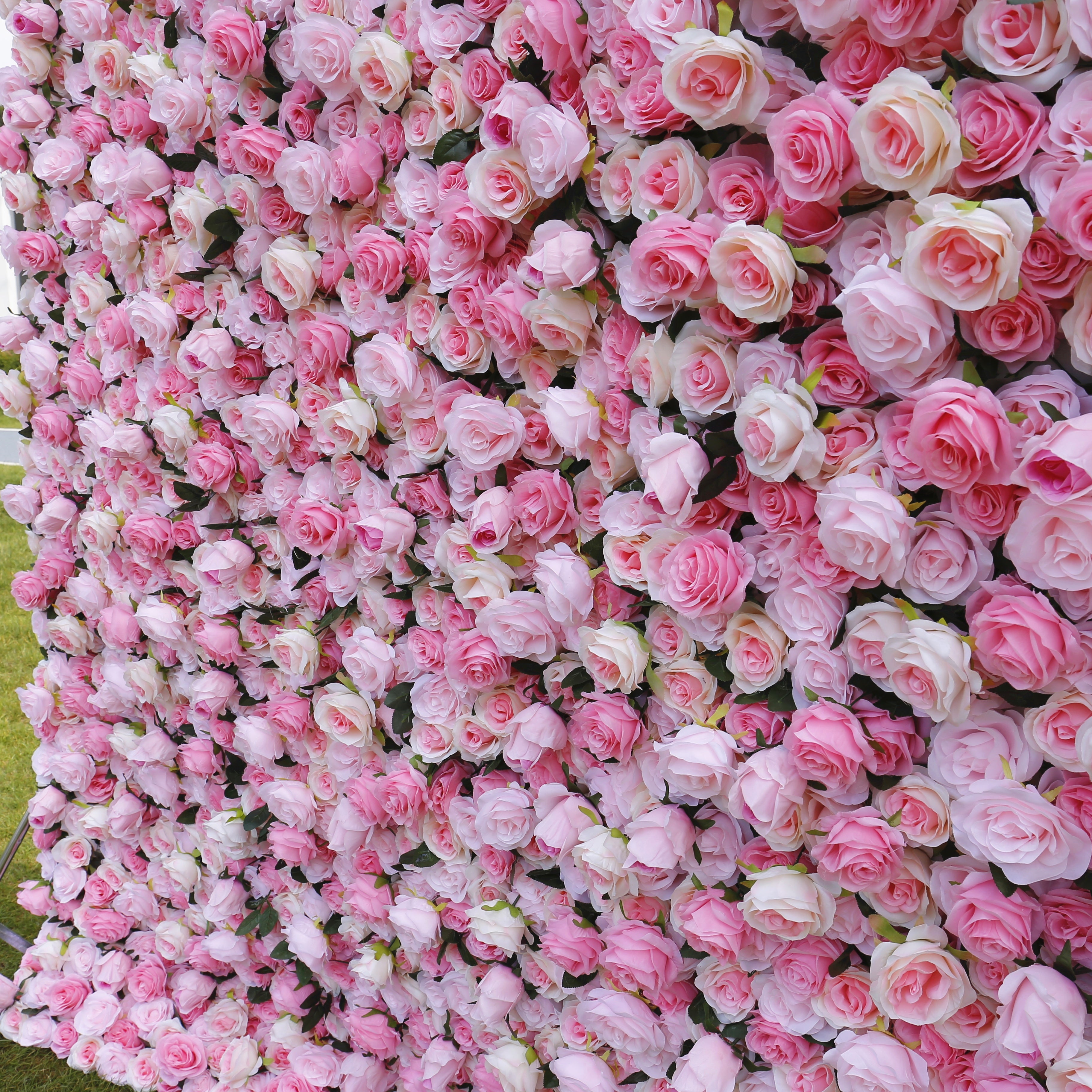 Sweet Pink Rose 5D Roll-Up Artificial Flower Wall for Events Decor ACFW-040