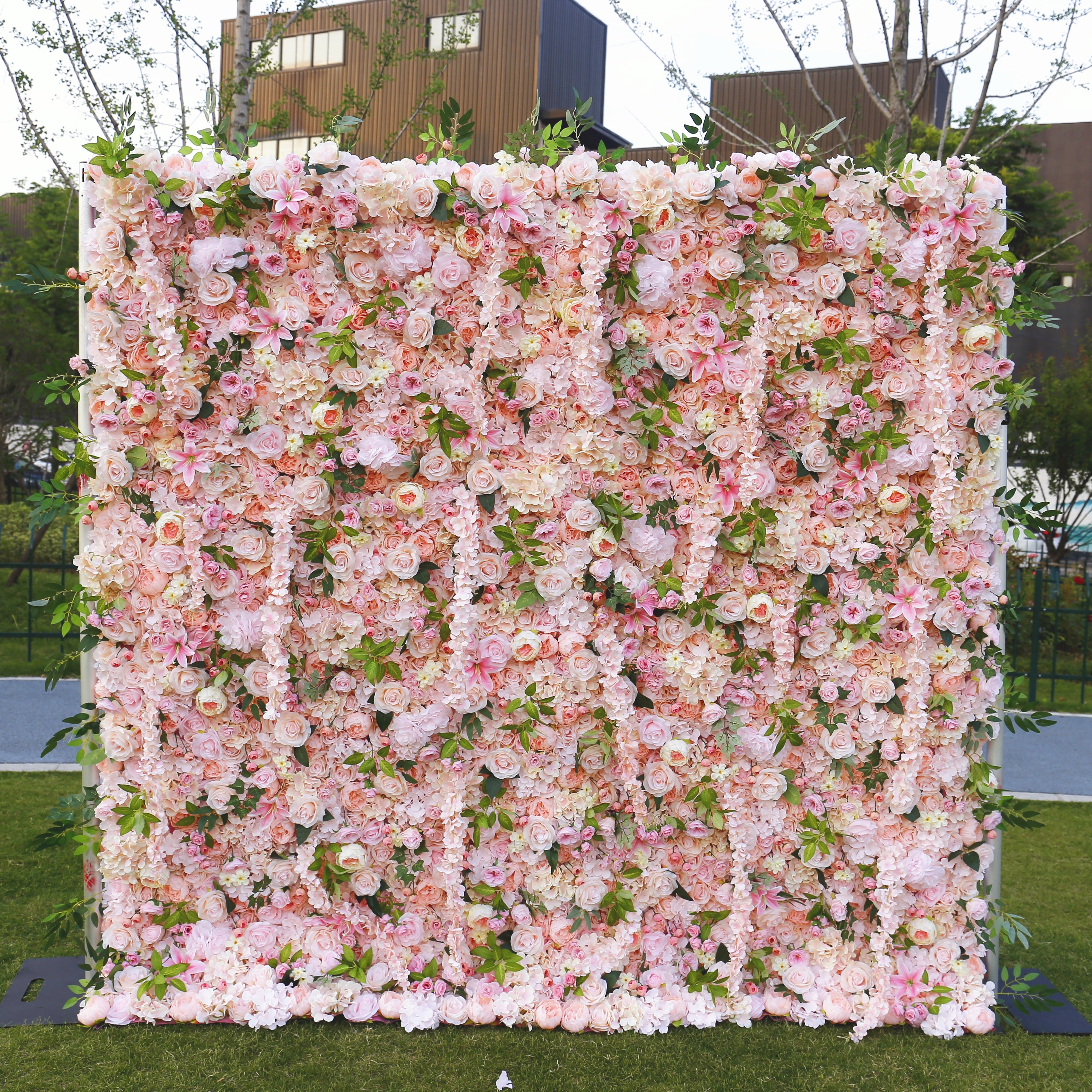 8ft Champagne Blush Artificial Flower Wall Backdrop for Wedding Decor ACFW-062