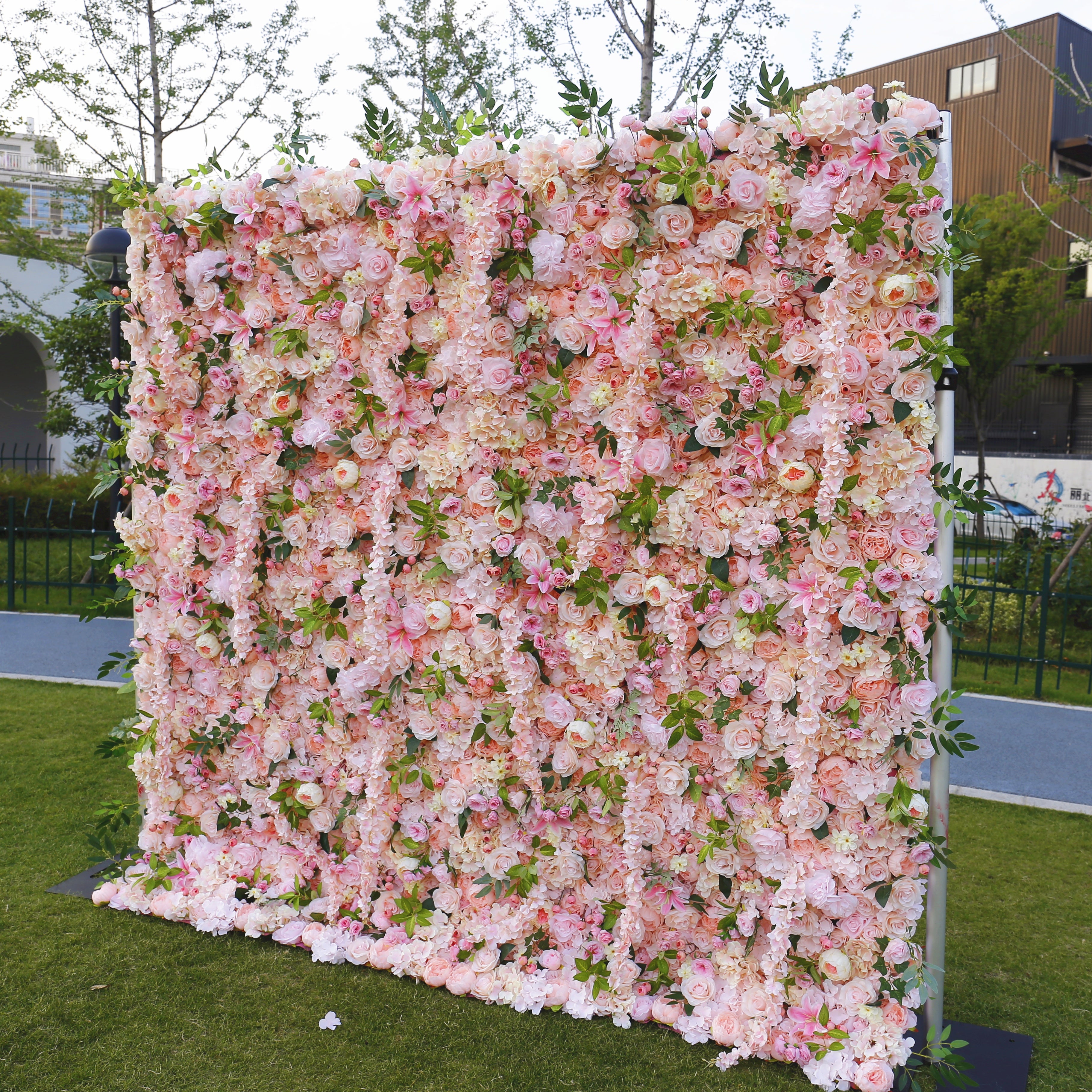 8ft Champagne Blush Artificial Flower Wall Backdrop for Wedding Decor ACFW-062