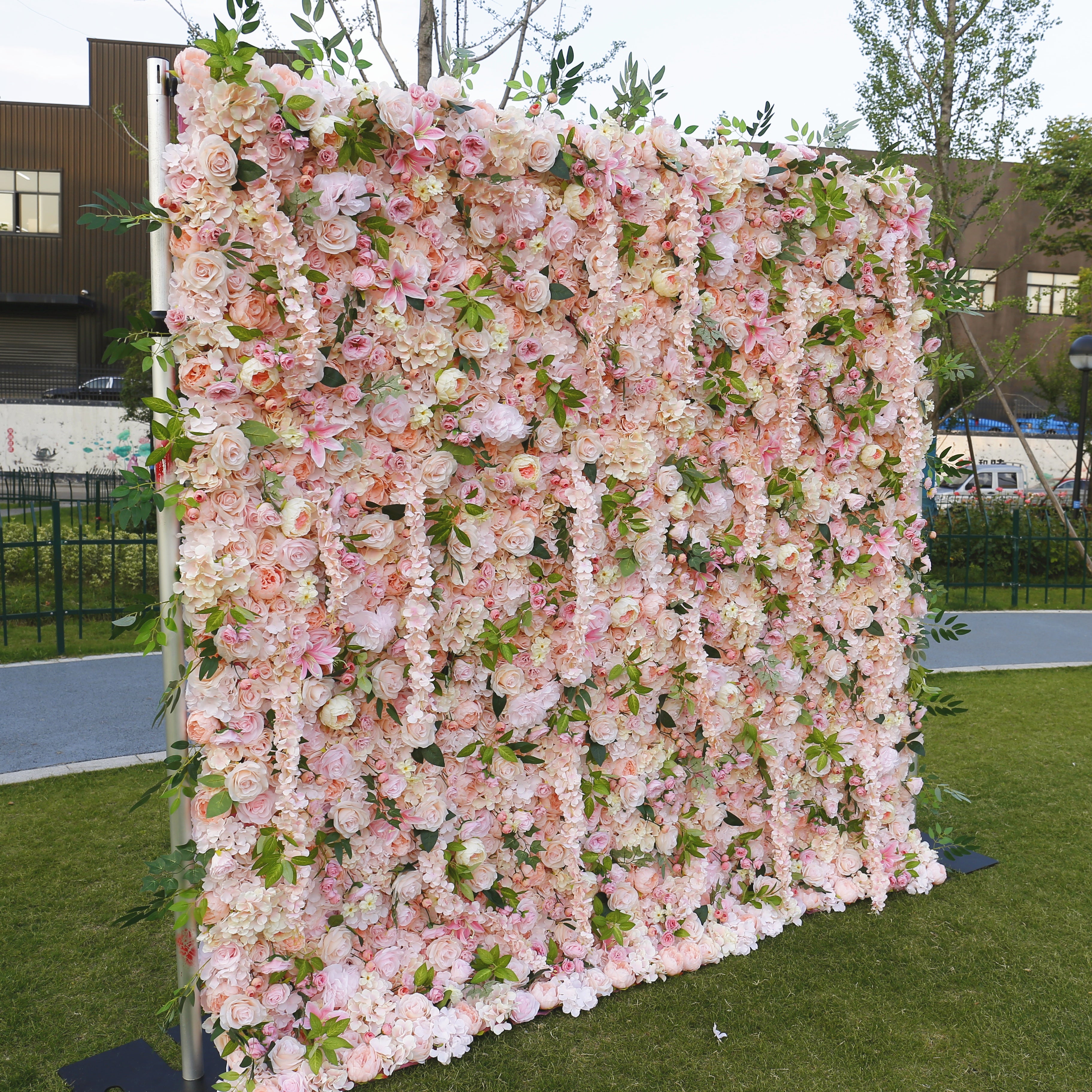 8ft Champagne Blush Artificial Flower Wall Backdrop for Wedding Decor ACFW-062