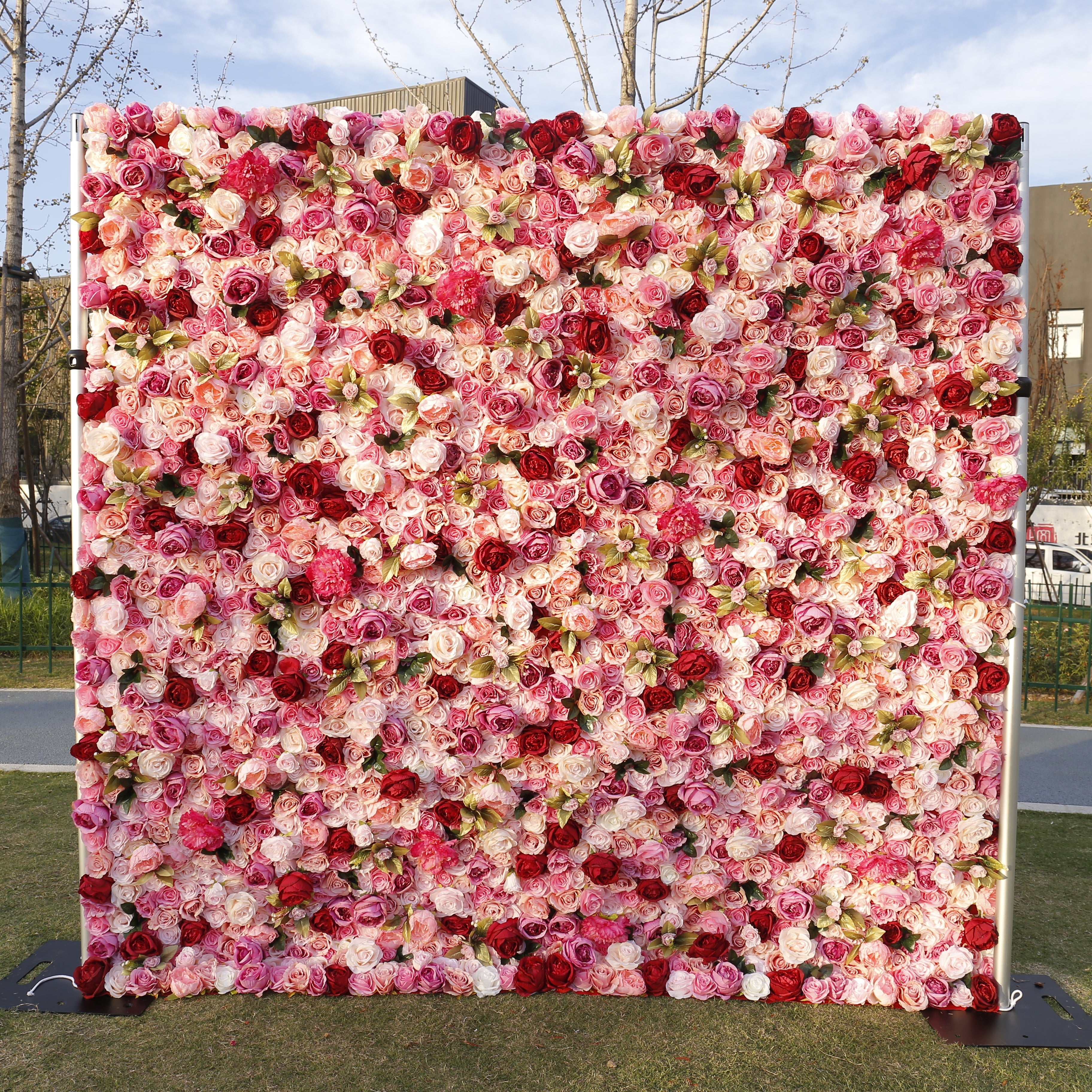 5D Blush Pink Mixed Rose Flower Wall Floral Panel for Event Decor ACFW-068