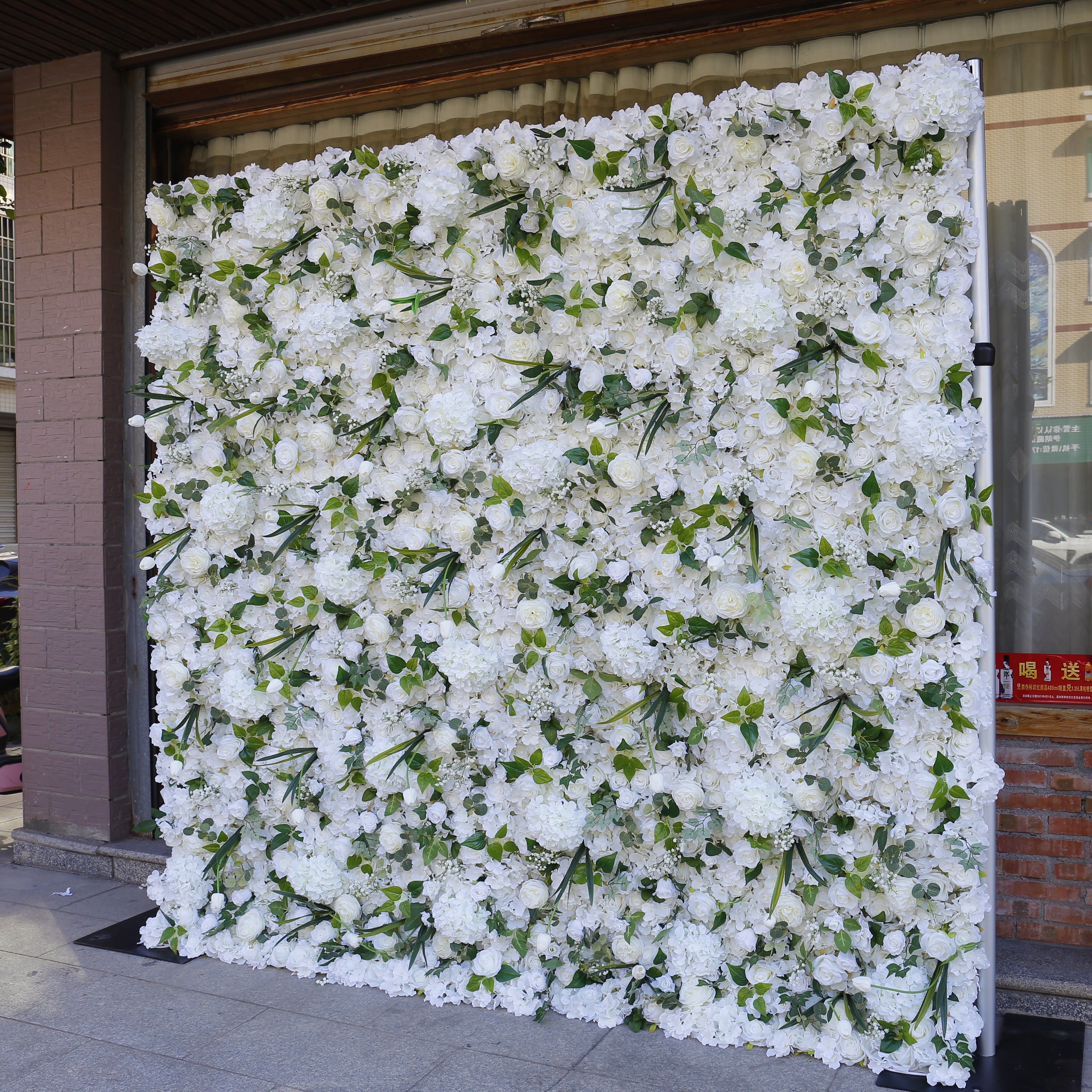 Artificial White Flower Wall Backdrop for Bridal Shower Wedding Decor ACFW-070