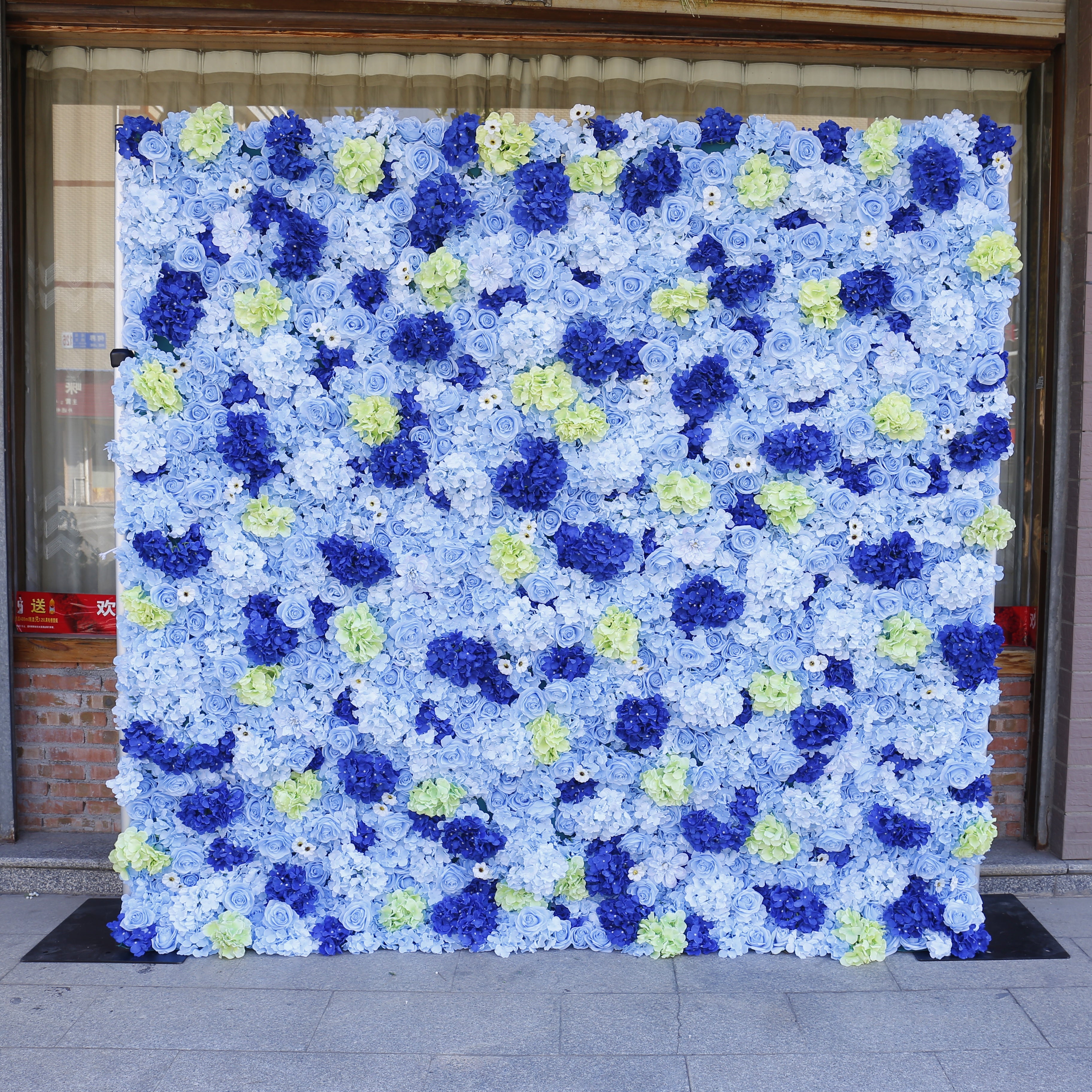 Blue Artificial 5D Flower Wall Backdrop for Wedding Birthday Decor ACFW-071