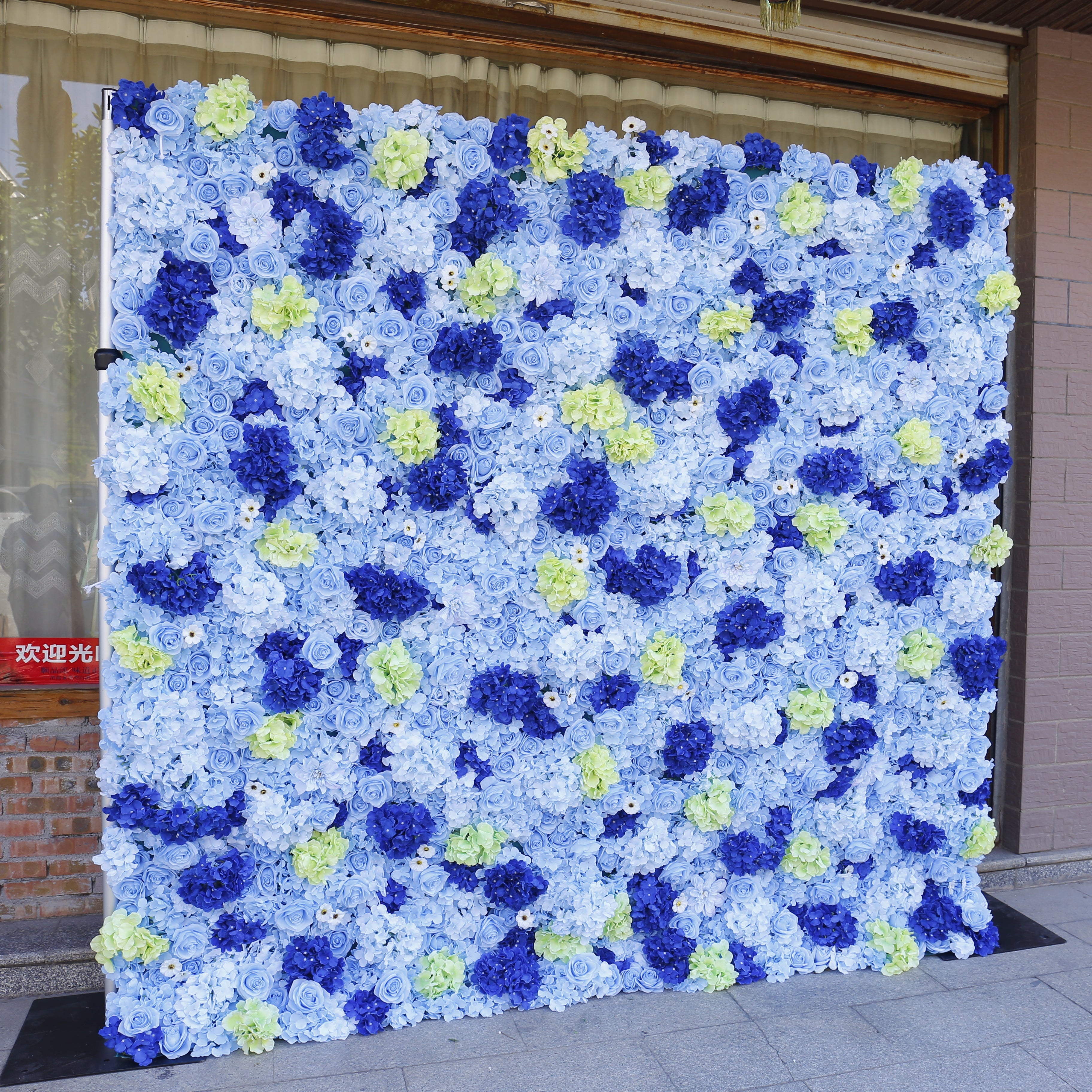 Blue Artificial 5D Flower Wall Backdrop for Wedding Birthday Decor ACFW-071