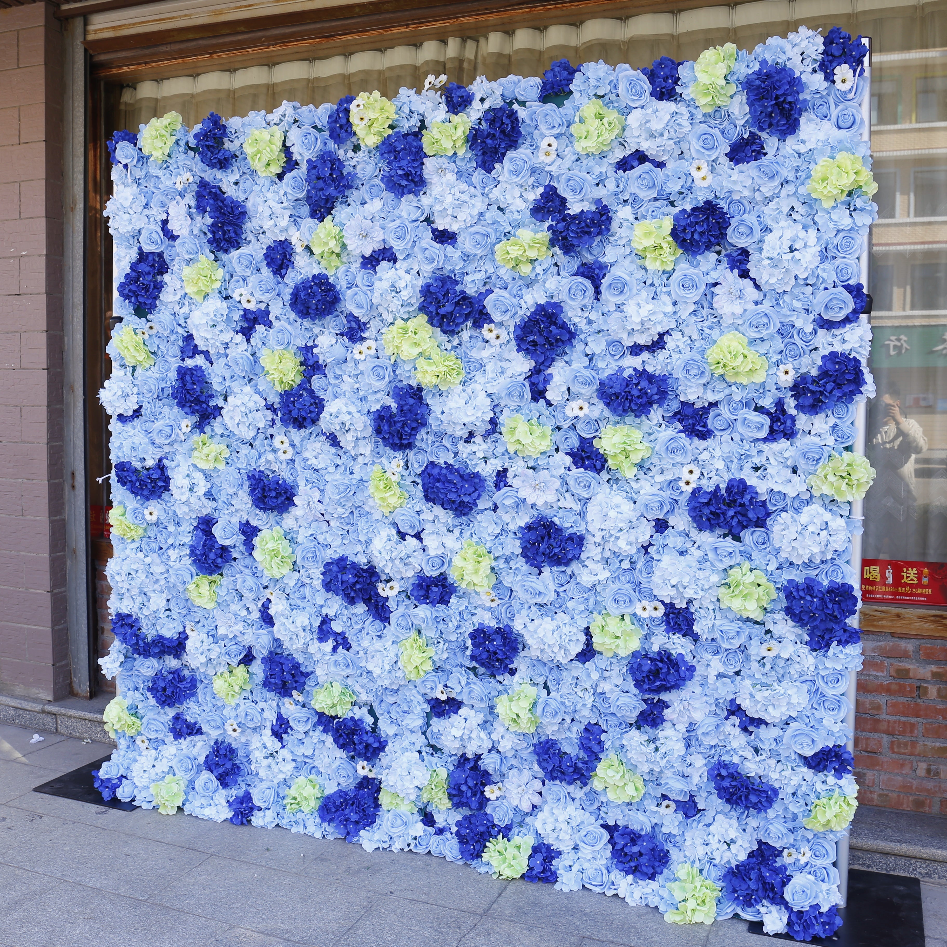 Blue Artificial 5D Flower Wall Backdrop for Wedding Birthday Decor ACFW-071