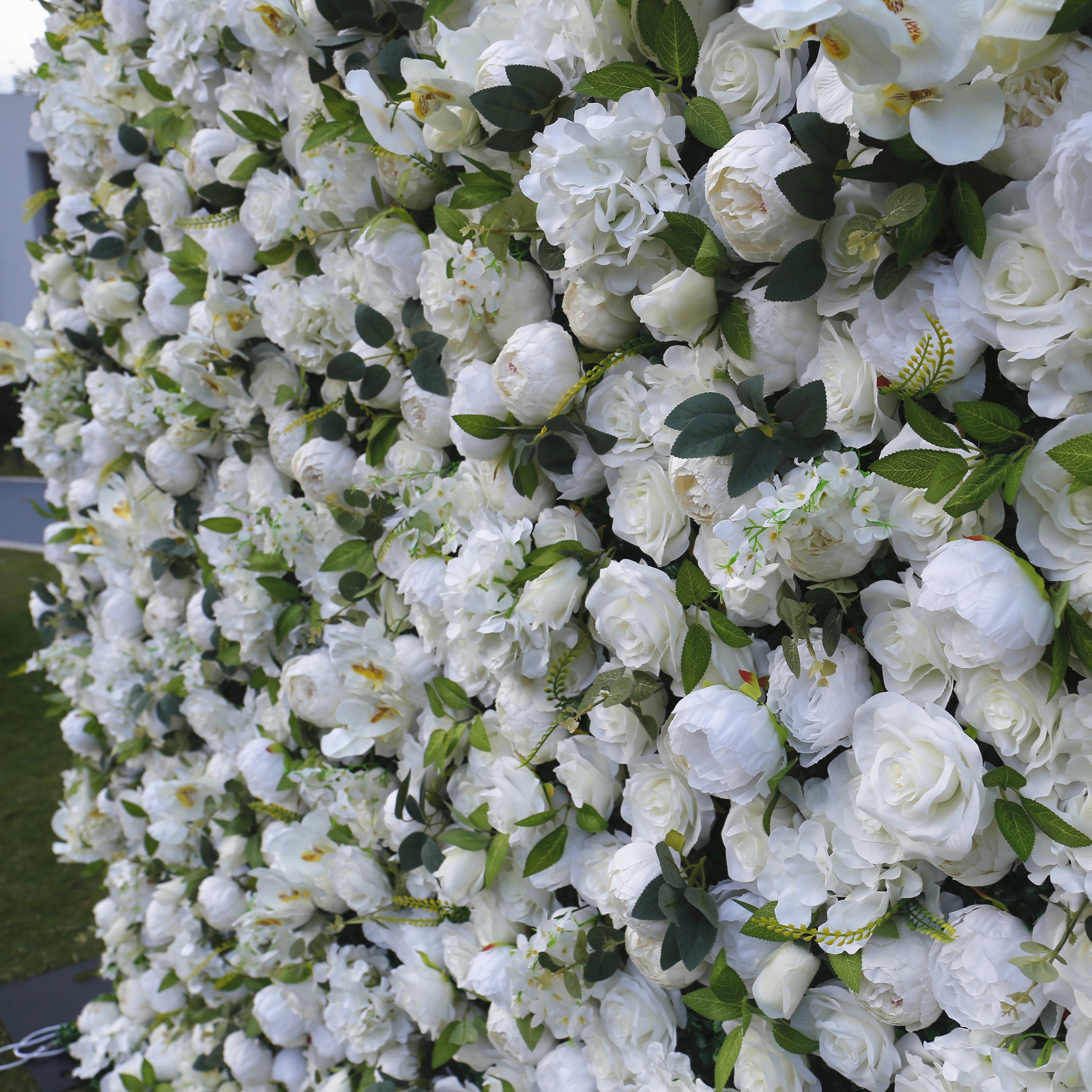 Hot Sale White Cloth Peony Wedding Artificial Roll up Flower Wall ACFW-079