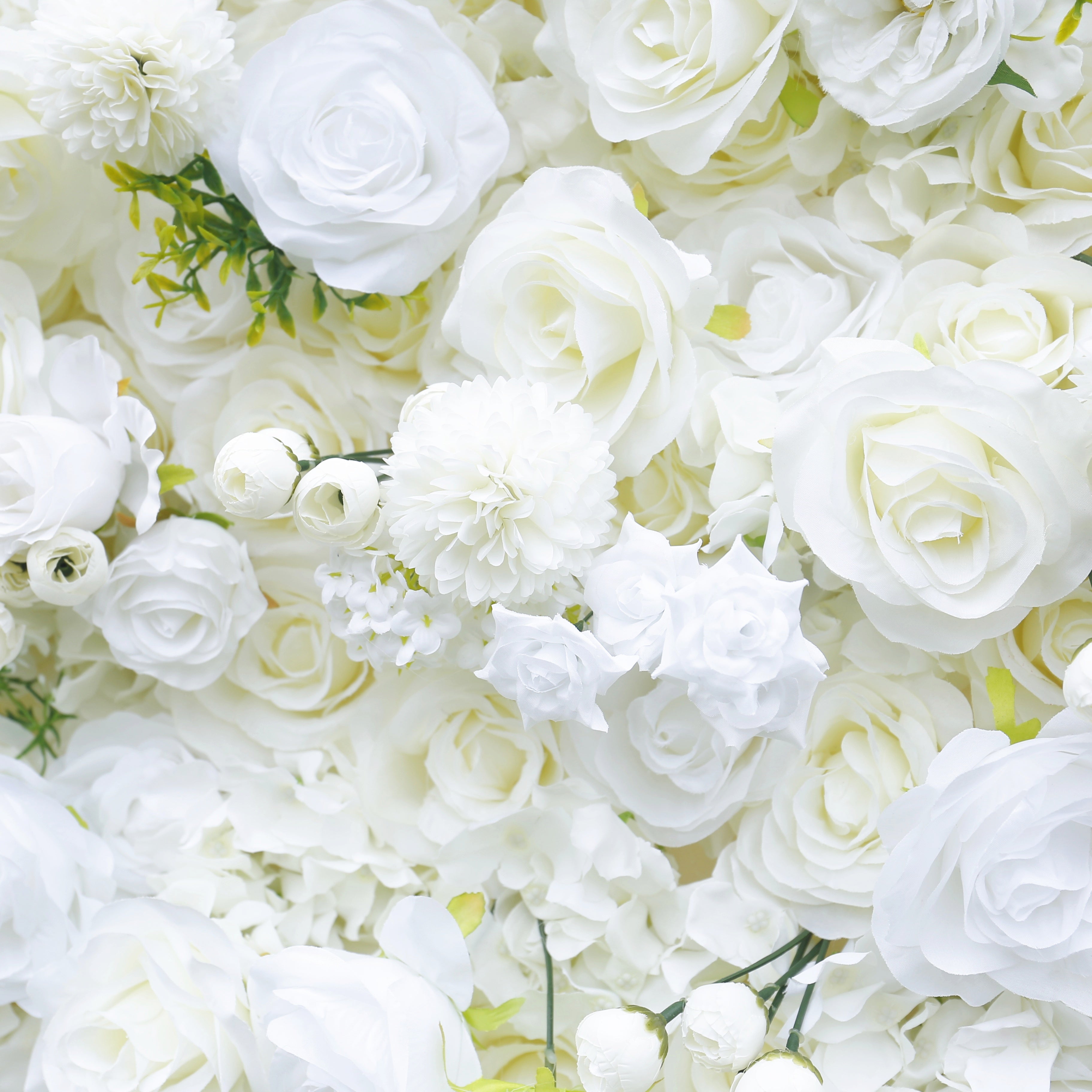 Pure White Green Leaf Artificial Wedding Fabric Flower Wall ACFW-085
