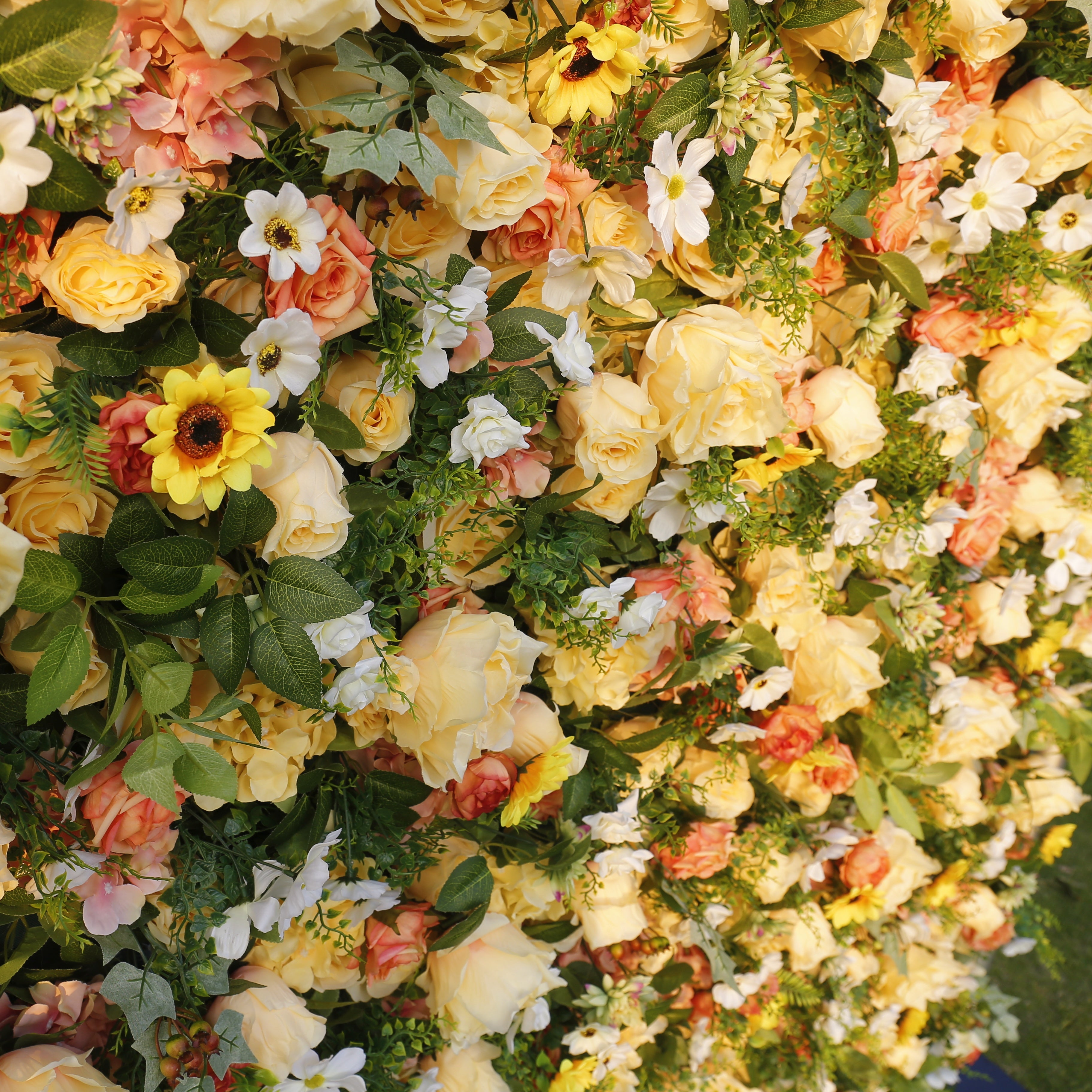 Yellow Rose Artificial Flower Wall Backdrop For Wedding Party Decor ACFW-087