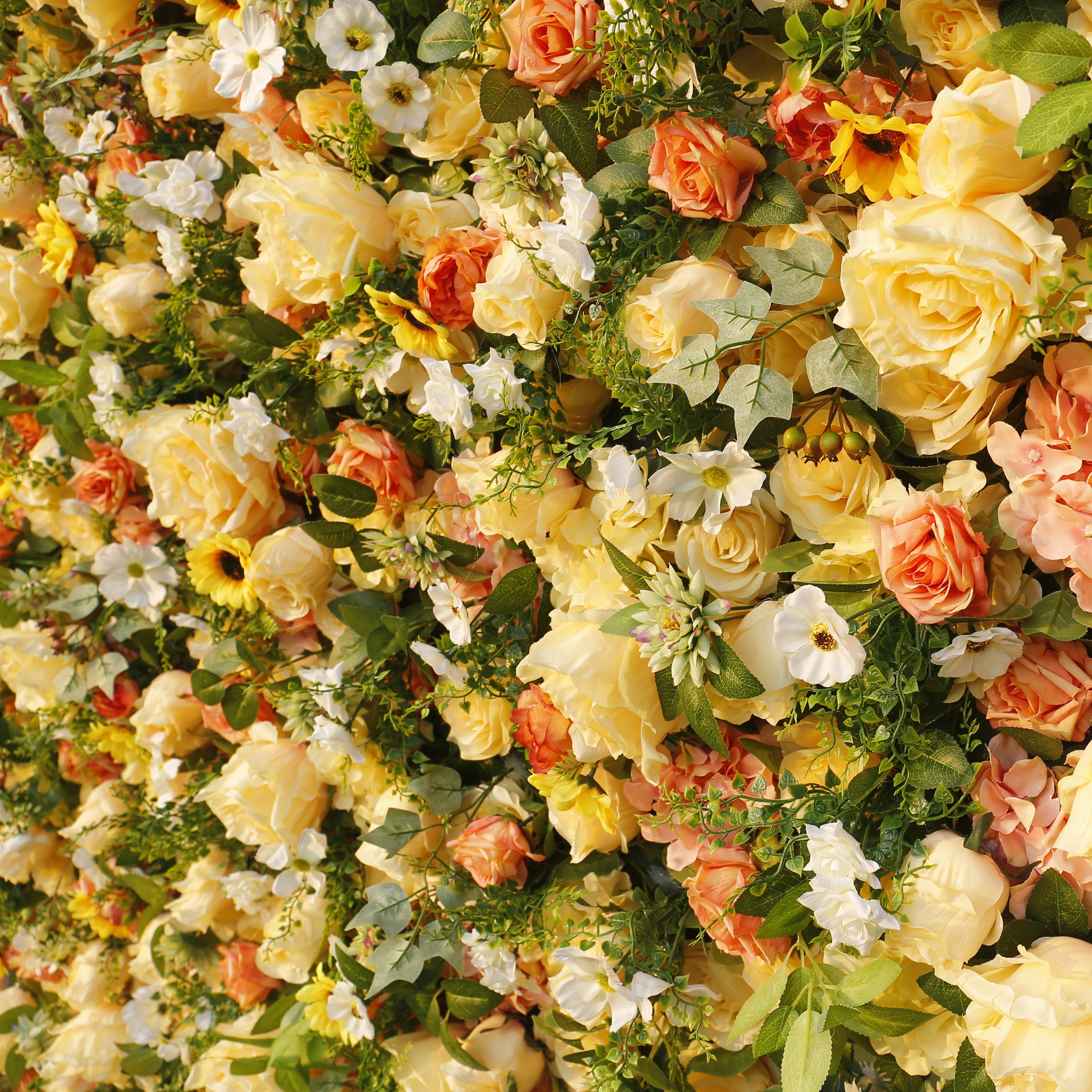 Yellow Rose Artificial Flower Wall Backdrop For Wedding Party Decor ACFW-087