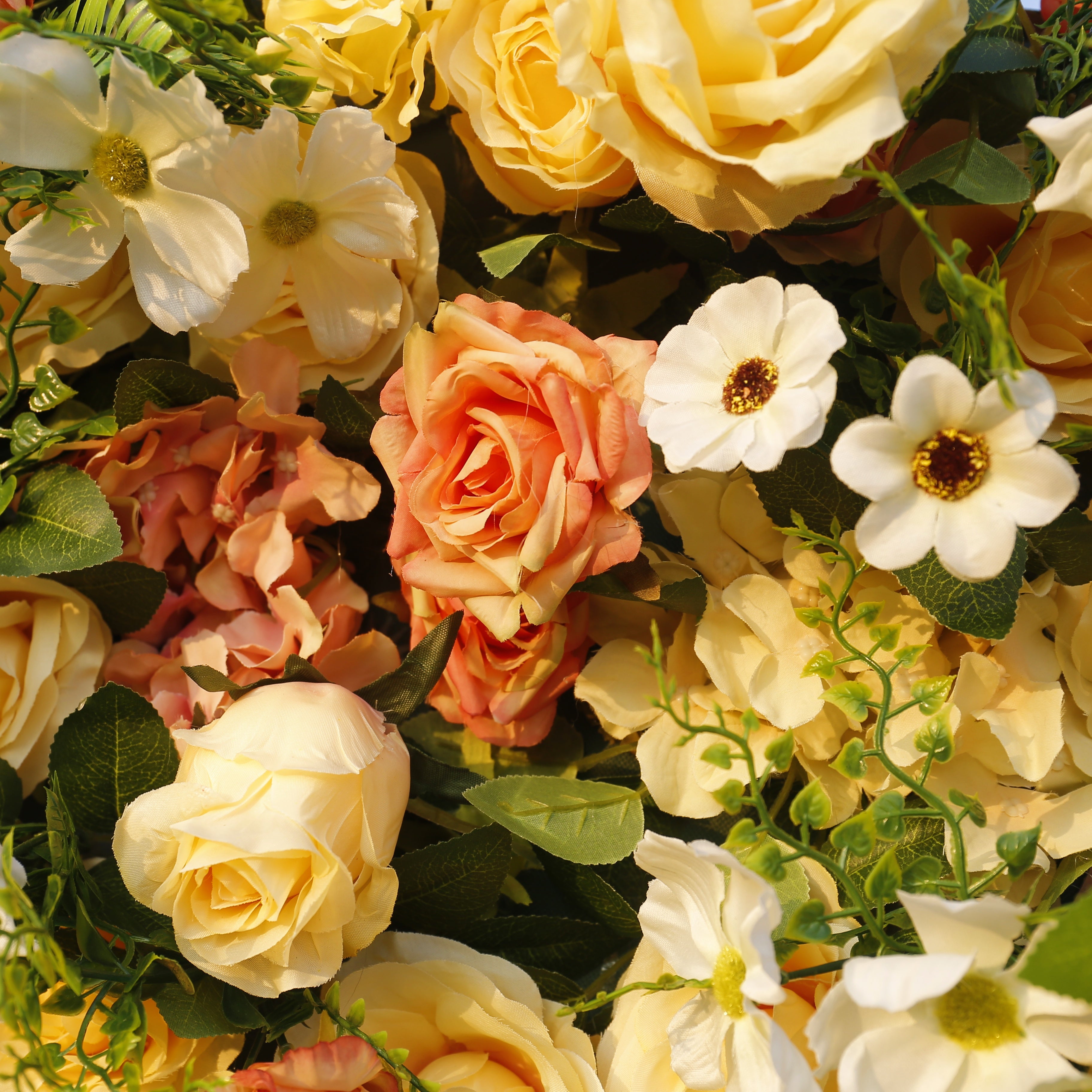 Yellow Rose Artificial Flower Wall Backdrop For Wedding Party Decor ACFW-087