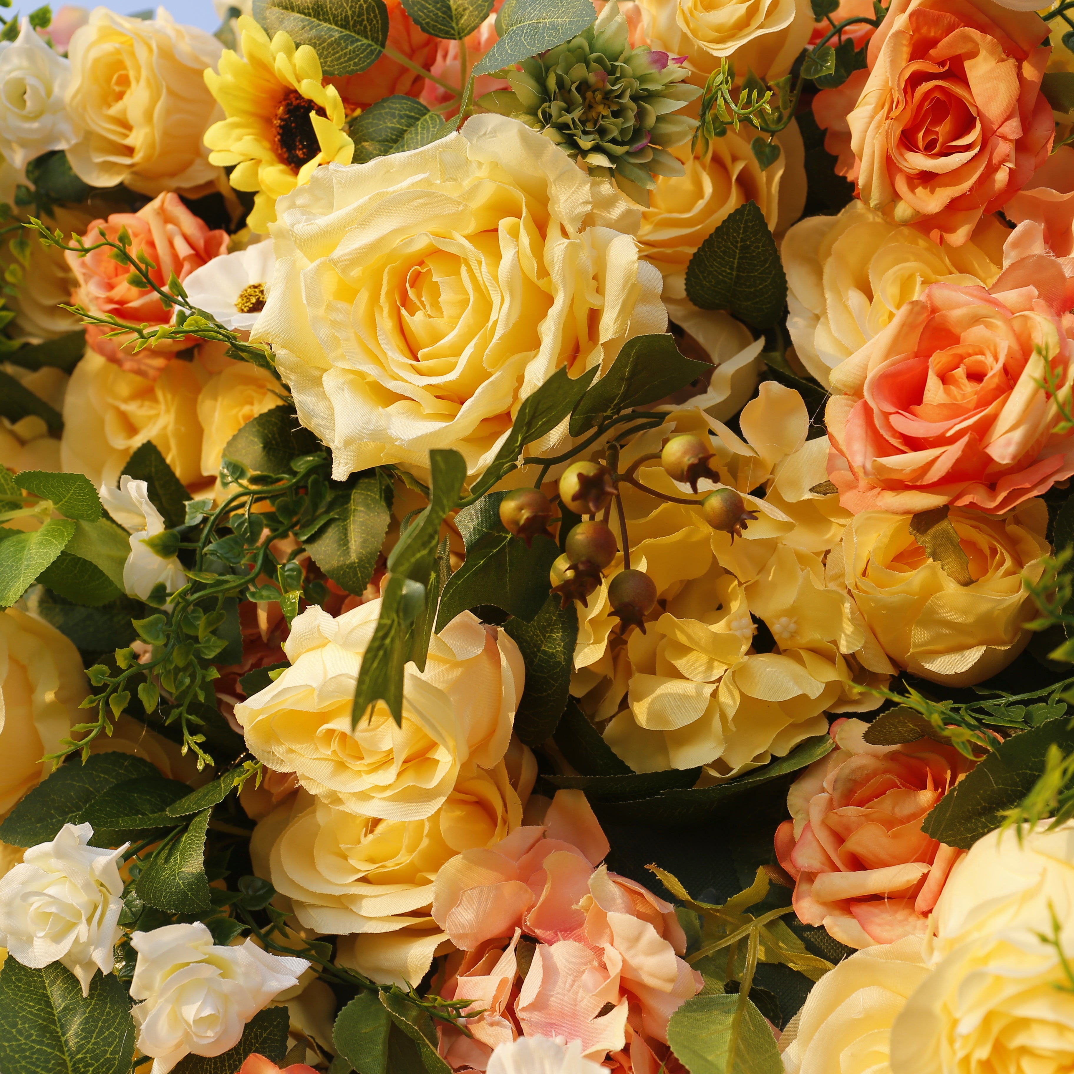 Yellow Rose Artificial Flower Wall Backdrop For Wedding Party Decor ACFW-087