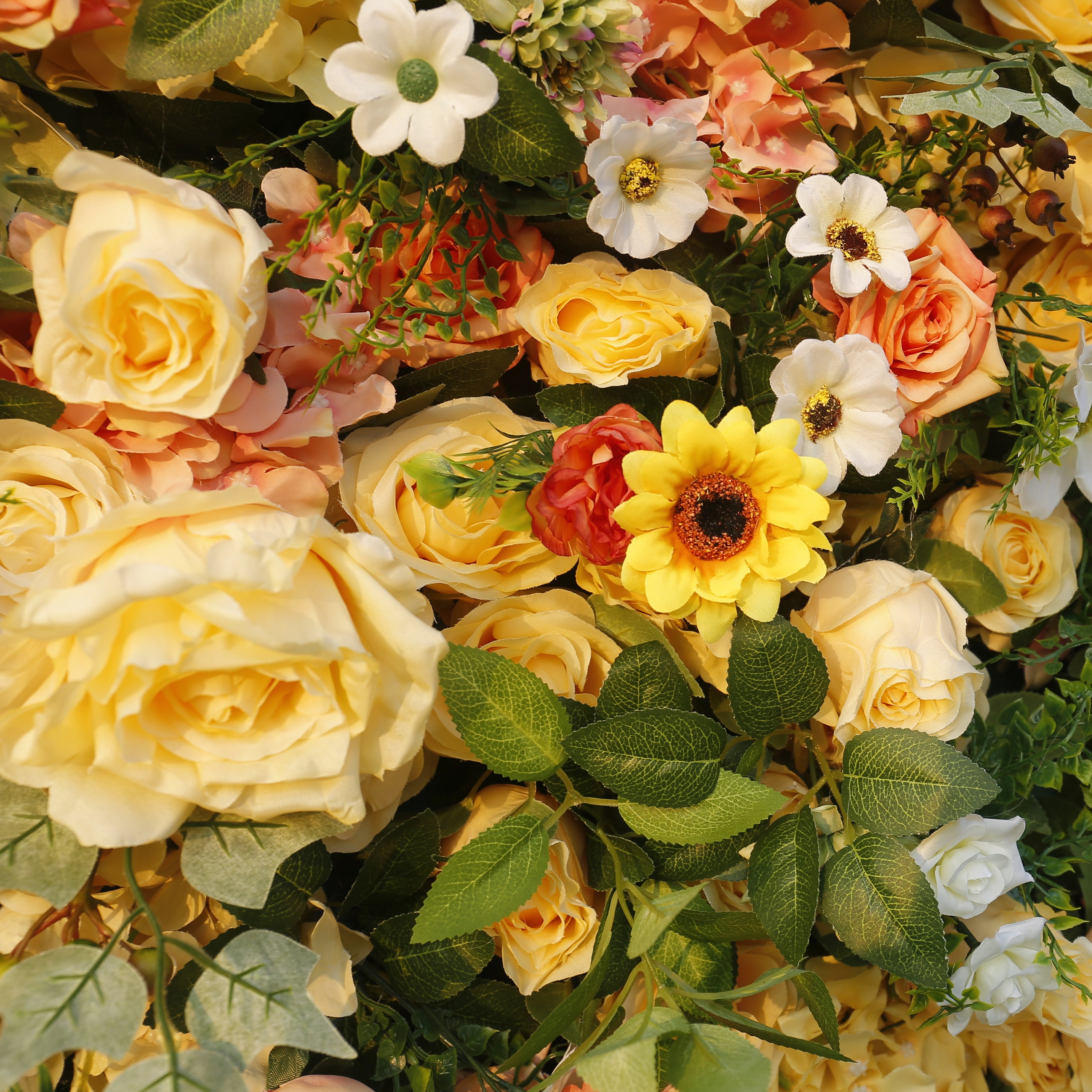 Yellow Rose Artificial Flower Wall Backdrop For Wedding Party Decor ACFW-087