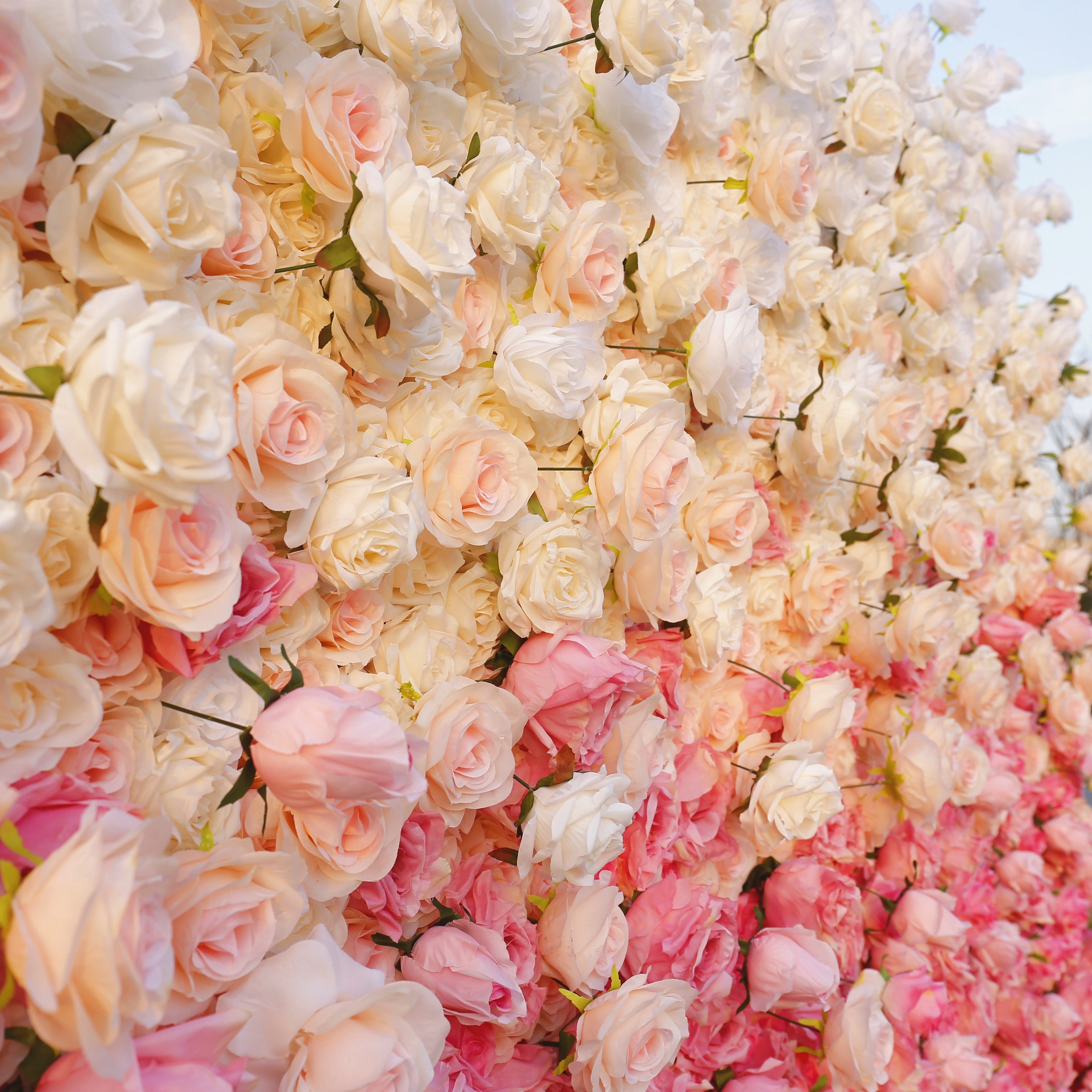 Ombre Pink Red Artificial Flower Wall Backdrop For Wedding Decor ACFW-094