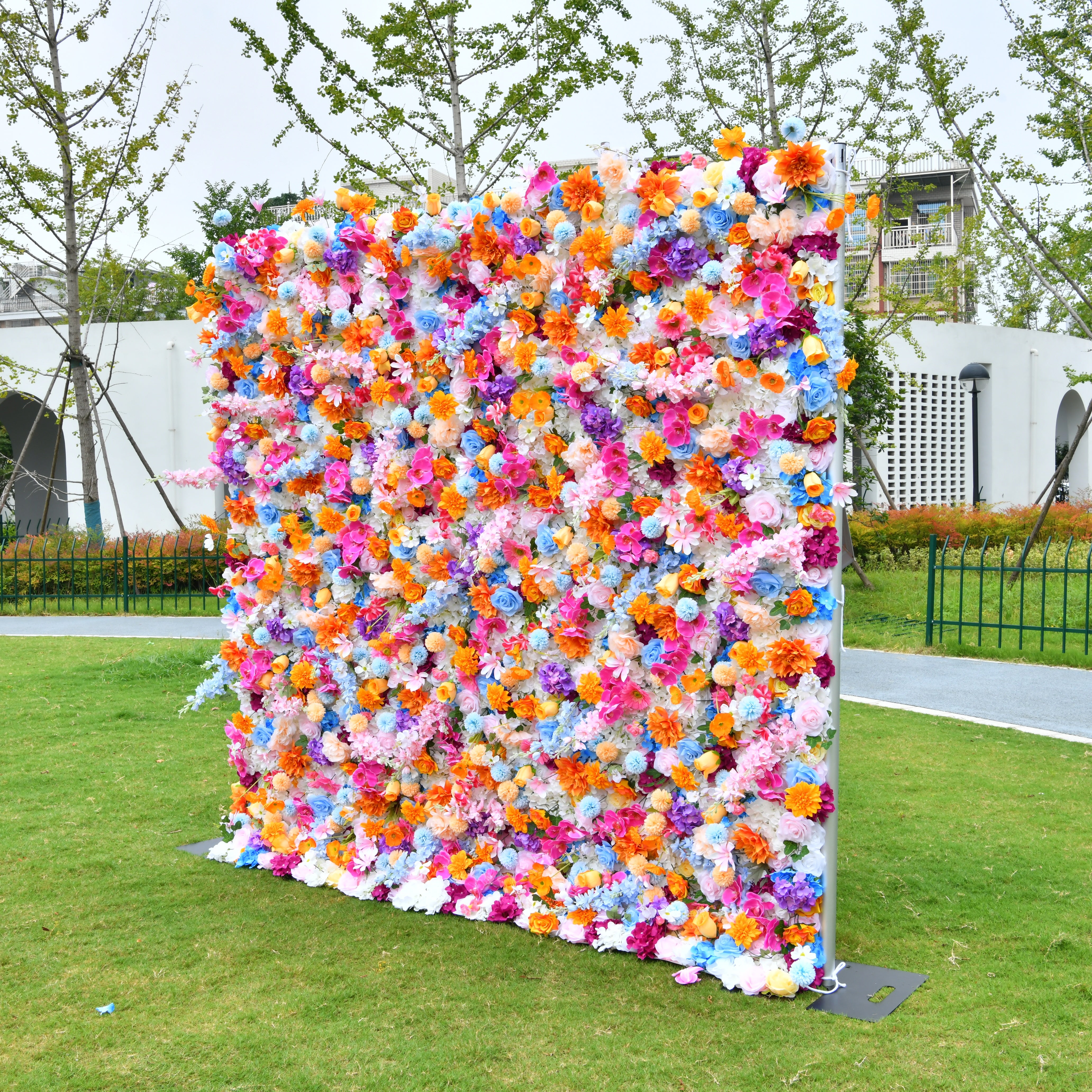 Rainbow Color Fabric Floral Wall Backdrop For Wedding Event Decor ACFW-120