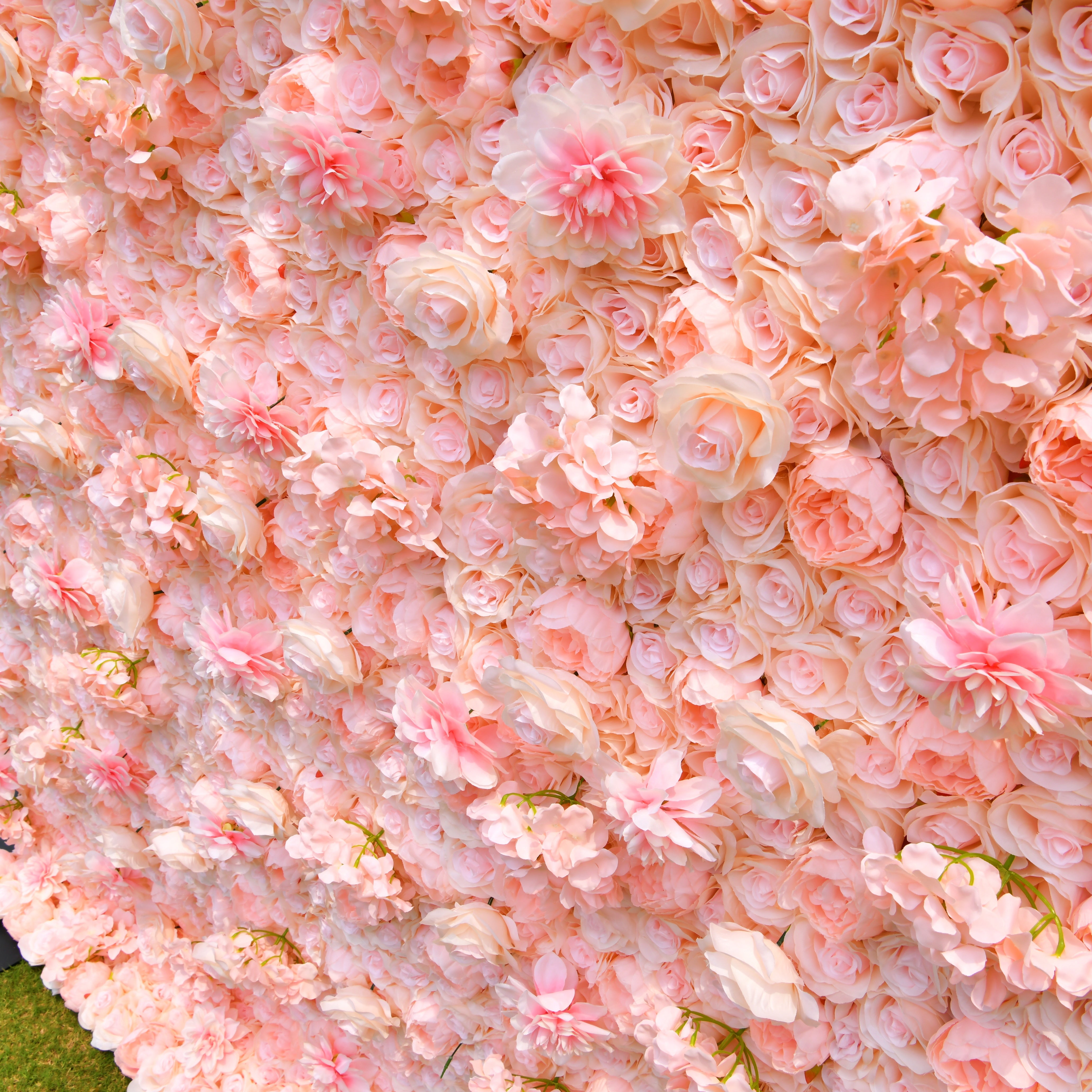 Silk Pink Rose Hydrangea Artificial Flower Wall Backdrop Decor ACFW-121