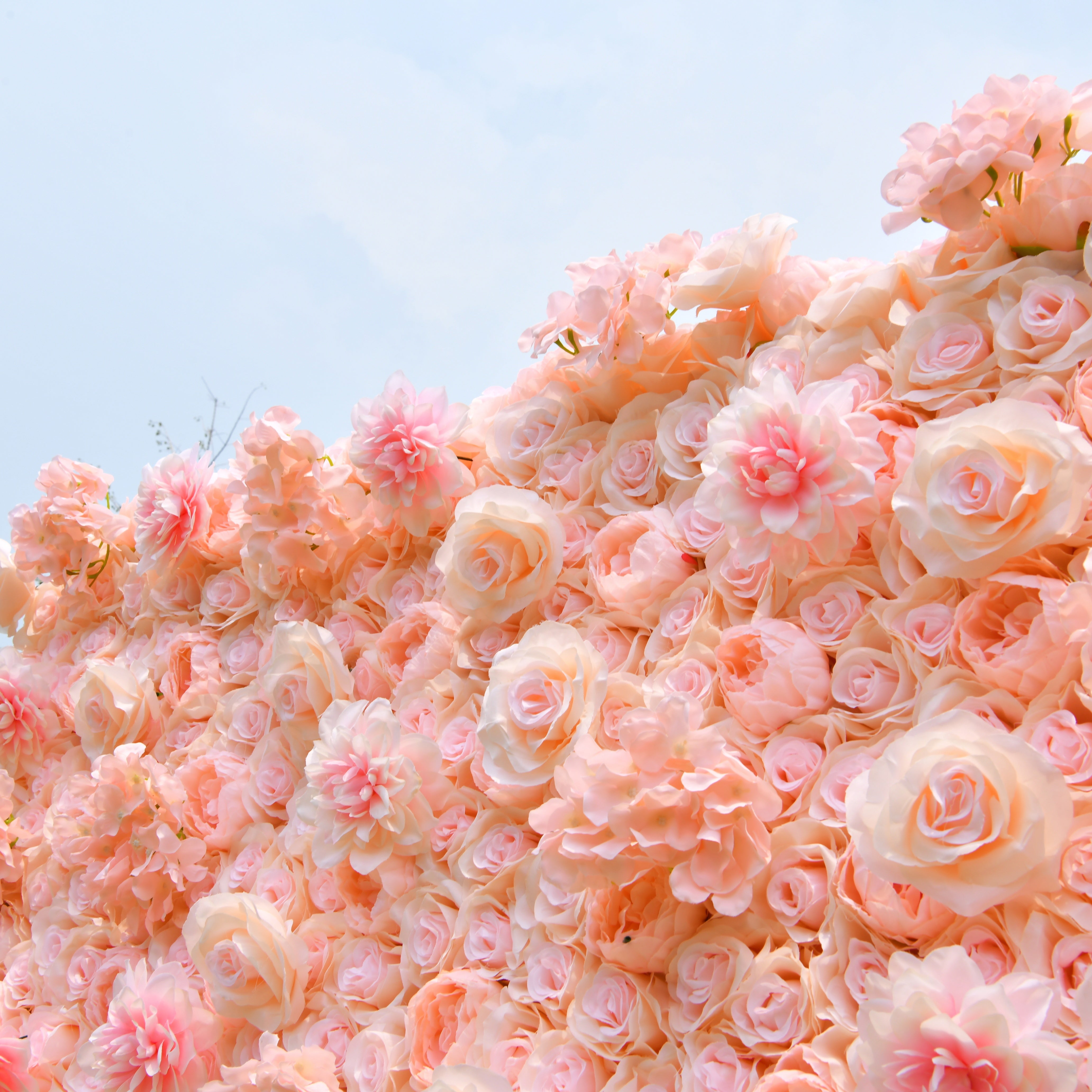 Silk Pink Rose Hydrangea Artificial Flower Wall Backdrop Decor ACFW-121