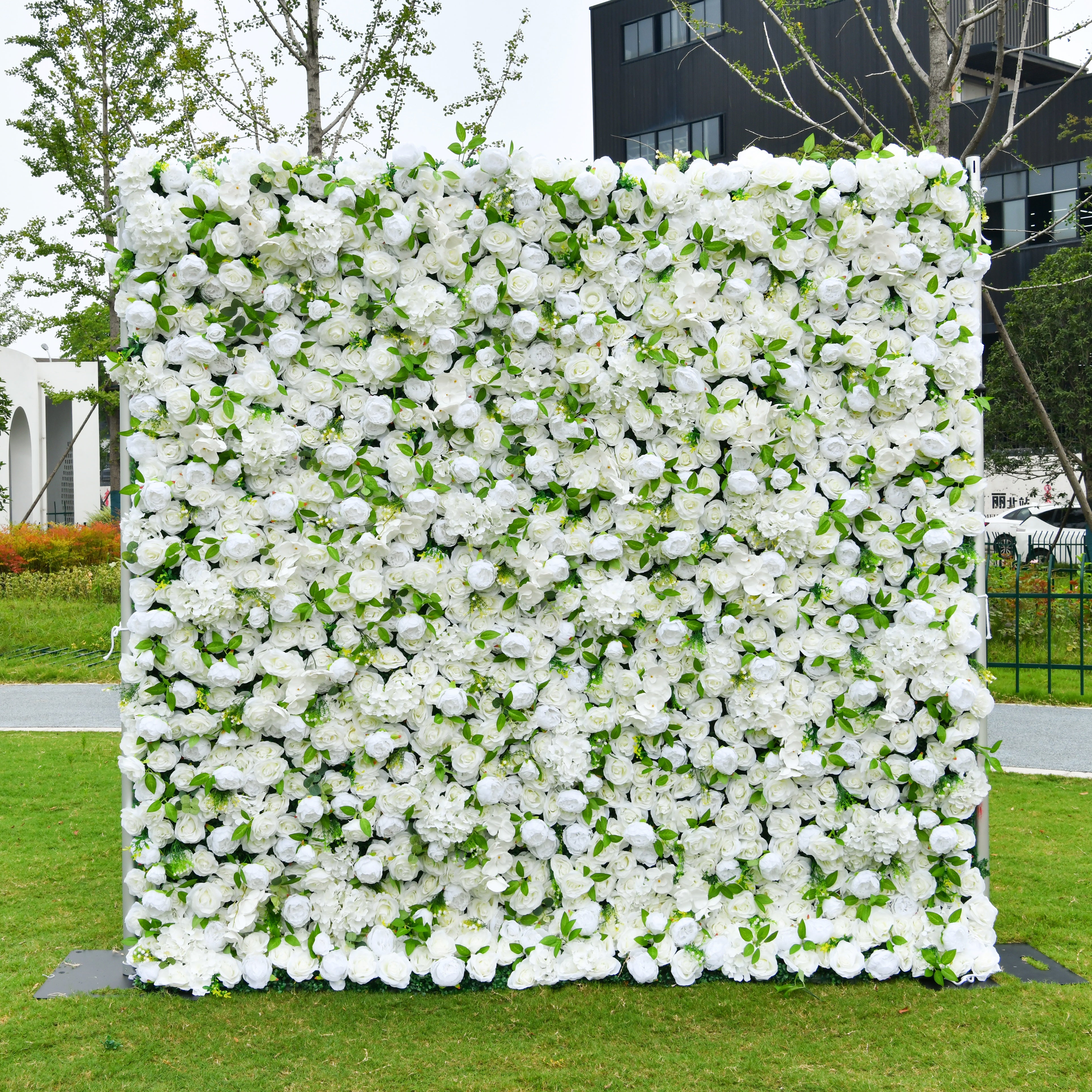 White Greenery Floral Wall Backdrop For Wedding Ceremony Decor ACFW-122
