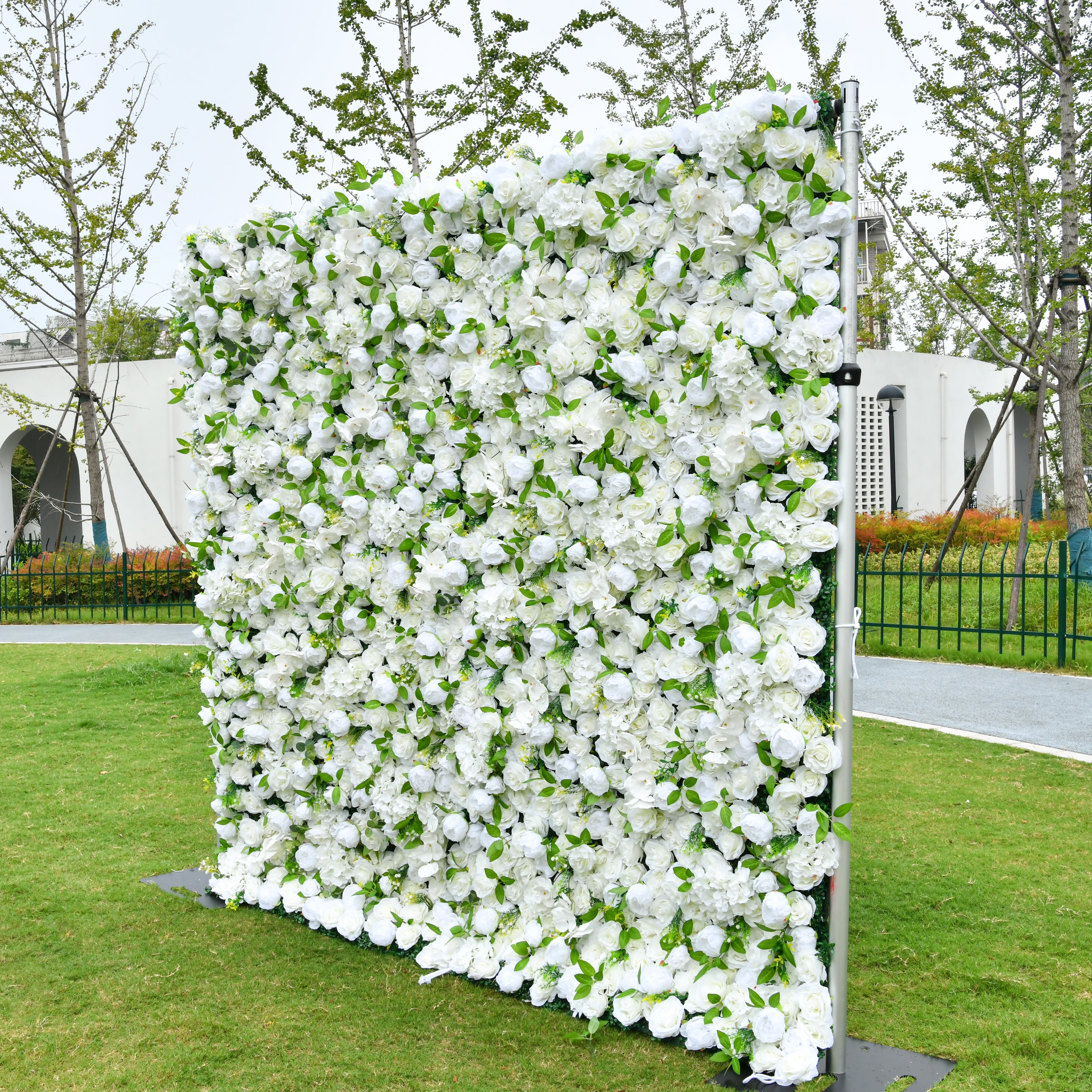 White Greenery Floral Wall Backdrop For Wedding Ceremony Decor ACFW-122